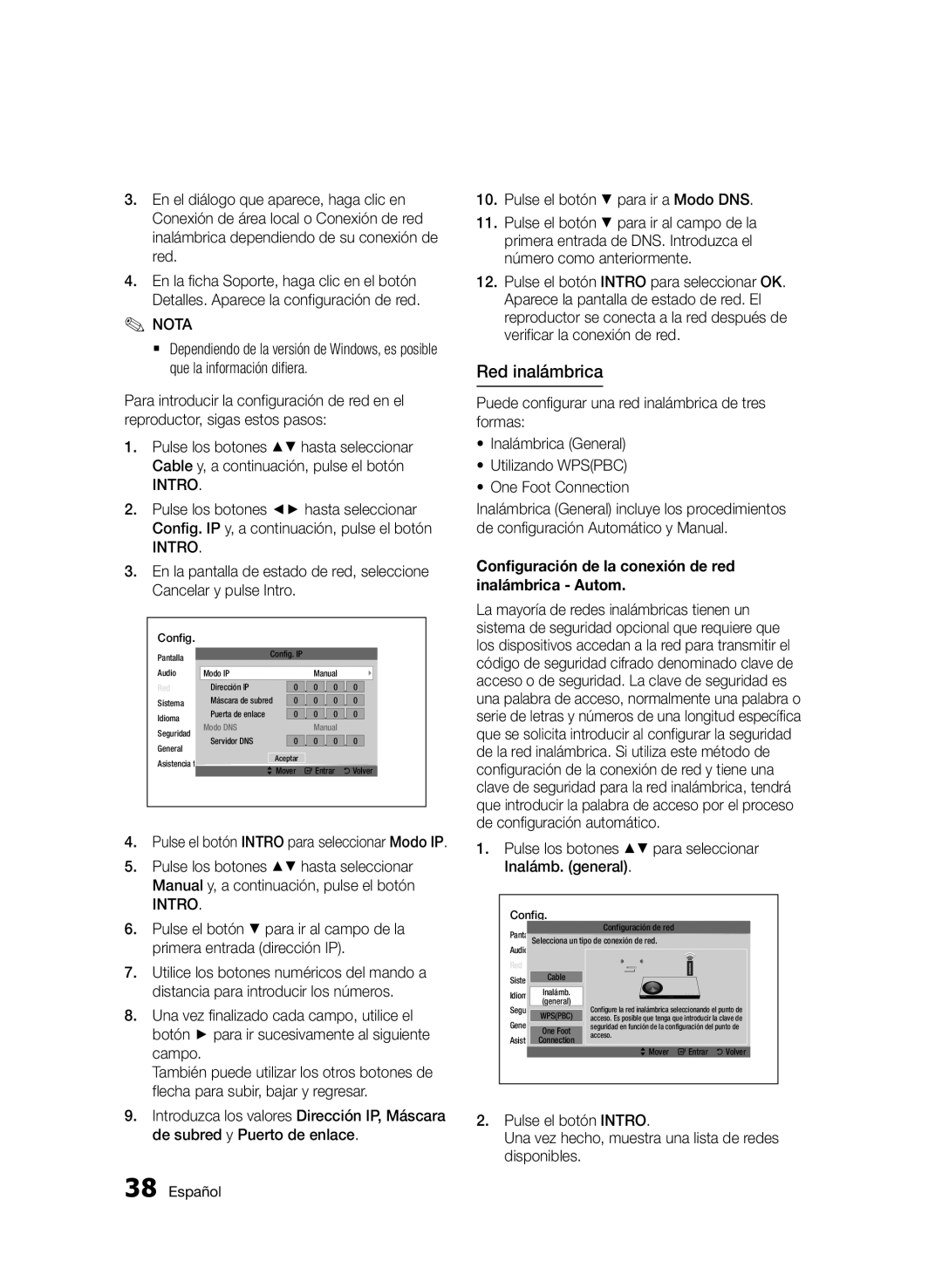 Samsung BD-D5500/ZF, BD-D5500/EN, BD-D5500/ZN manual Red inalámbrica, Configuración de la conexión de red inalámbrica Autom 