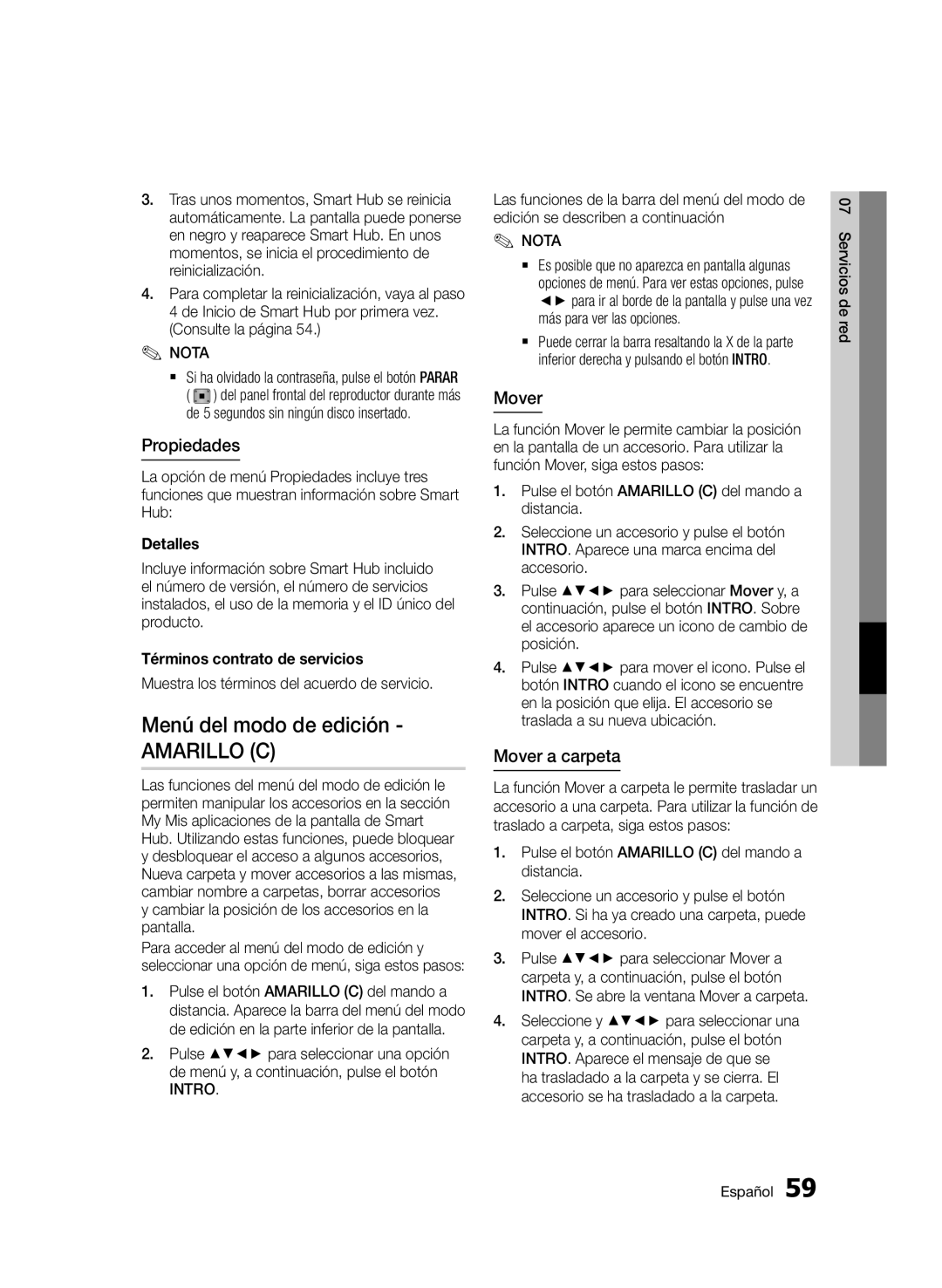 Samsung BD-D5500/ZF, BD-D5500/EN, BD-D5500/ZN manual Menú del modo de edición, Propiedades, Mover a carpeta 