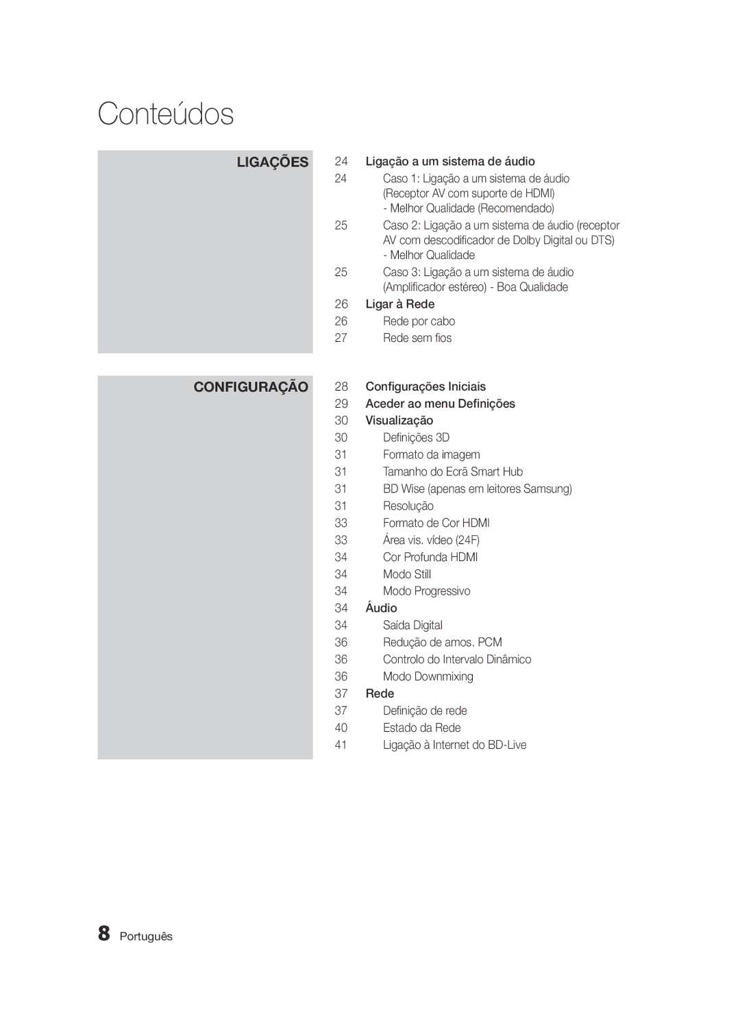 Samsung BD-D5500/ZN, BD-D5500/EN, BD-D5500/ZF manual Ligação a um sistema de áudio, Melhor Qualidade Recomendado, Modo Still 