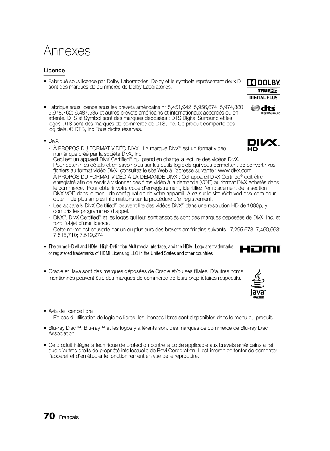 Samsung BD-D5500/ZF, BD-D5500/EN, BD-D5500/ZN manual Licence 