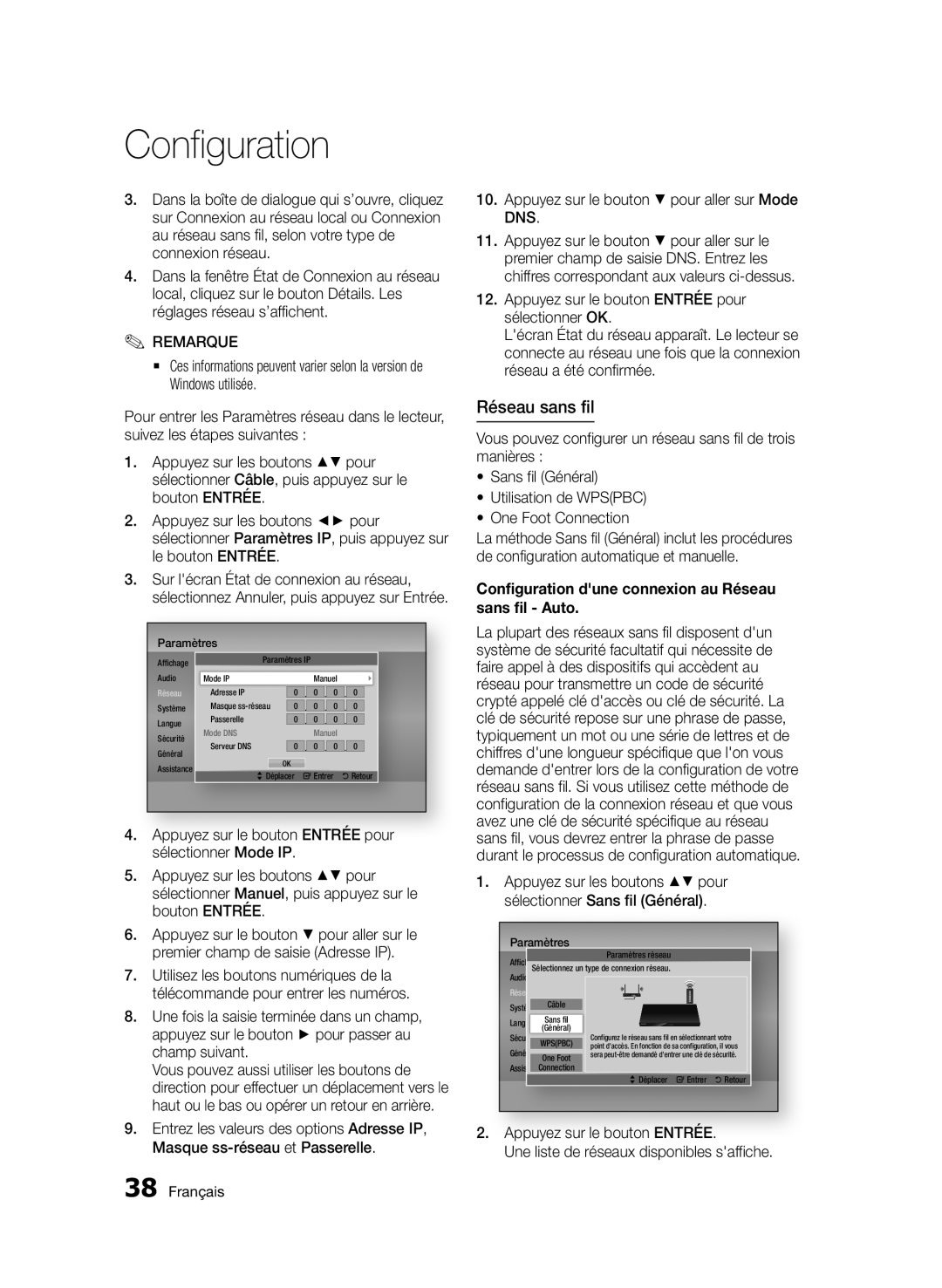 Samsung BD-D5500/ZN, BD-D5500/EN, BD-D5500/ZF manual Configuration dune connexion au Réseau sans fil Auto 