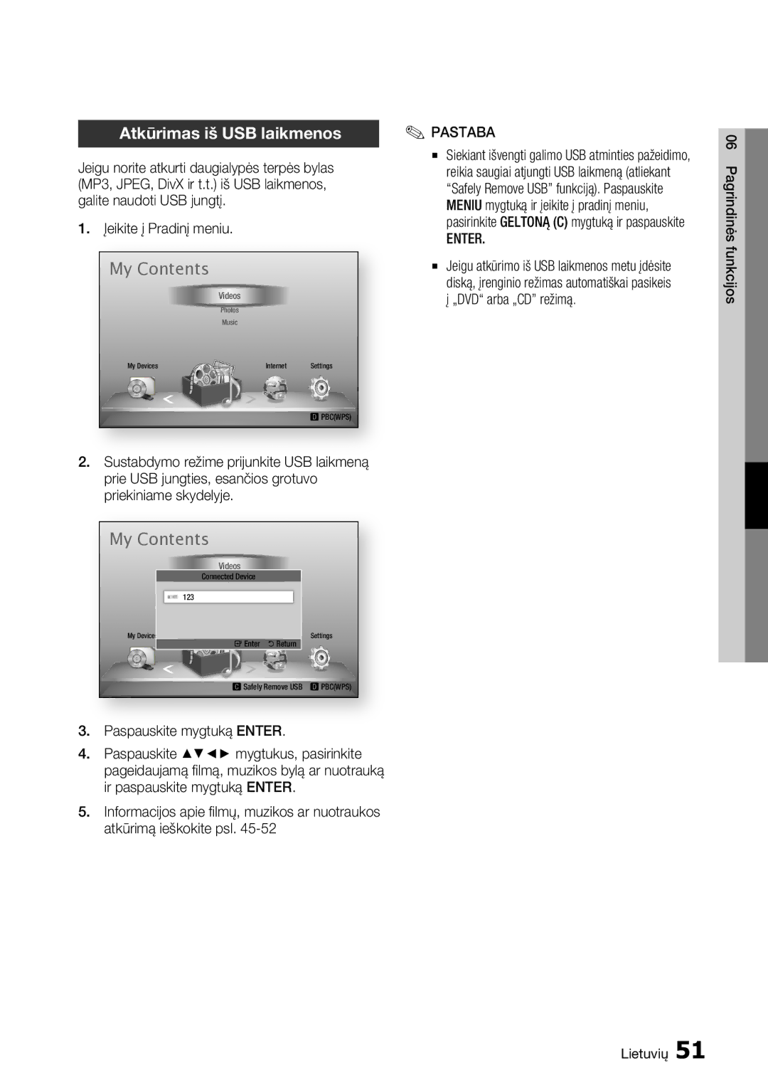 Samsung BD-D5500/EN manual My Contents 