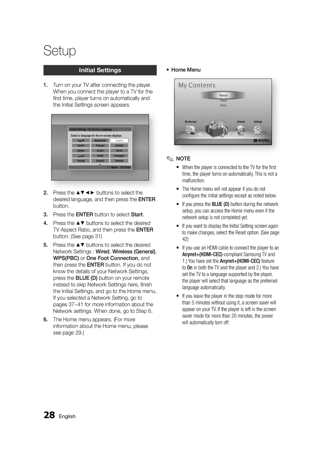 Samsung BD-D5500/SQ manual Setup, My Contents 