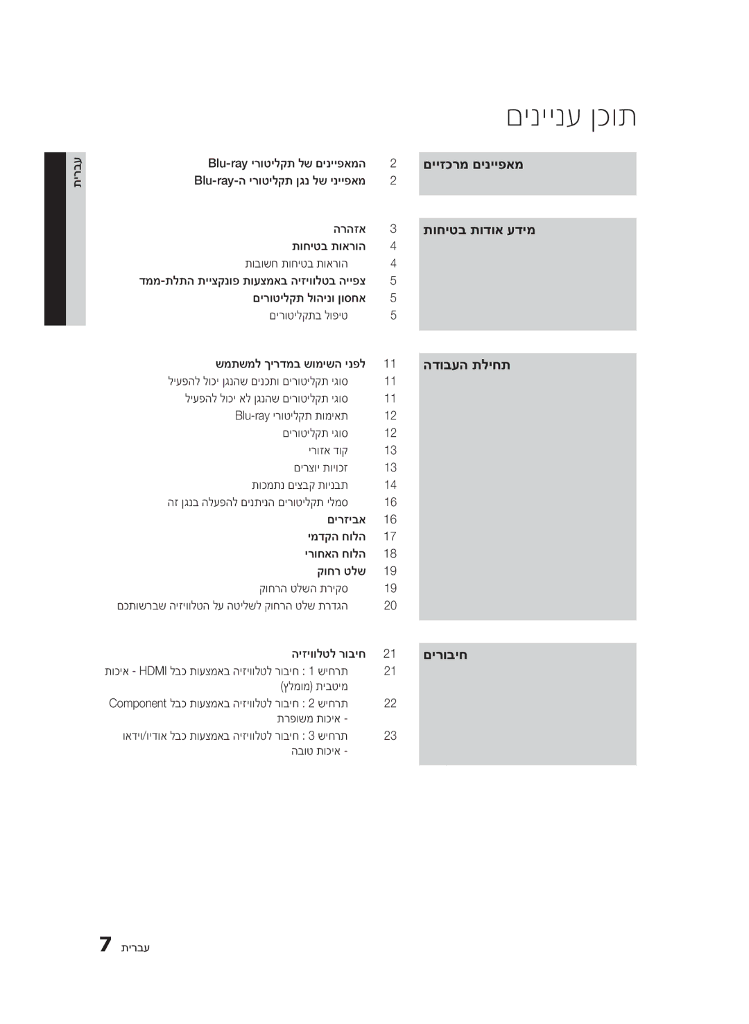 Samsung BD-D5500/SQ manual םיניינע ןכות 