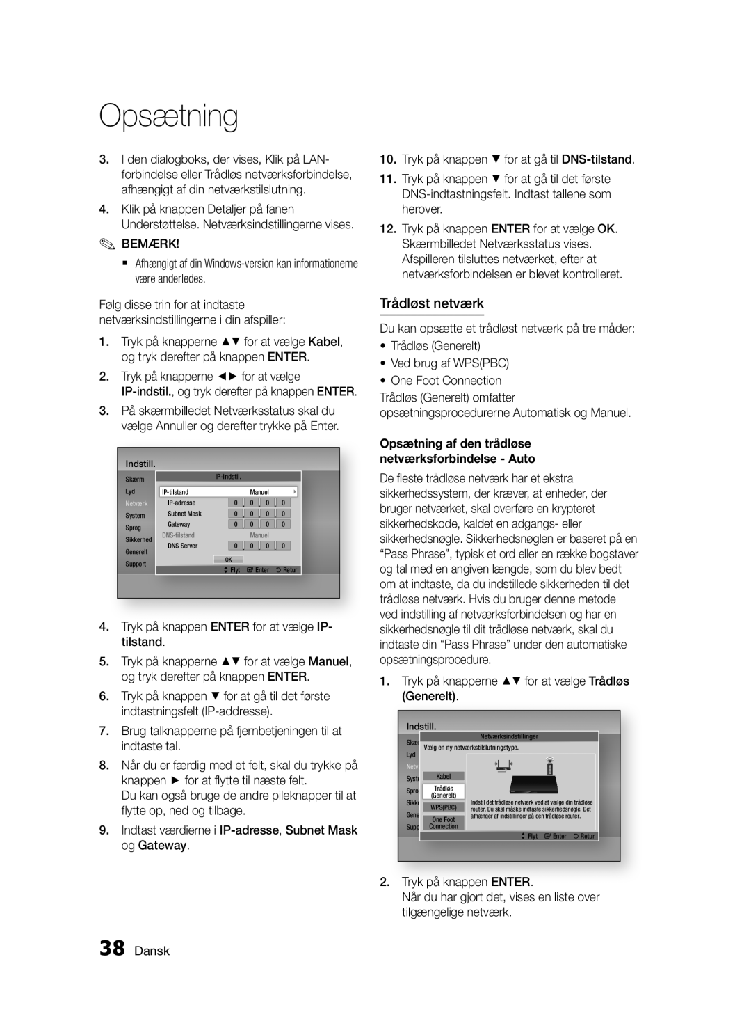 Samsung BD-D5500/XE manual Trådløst netværk 