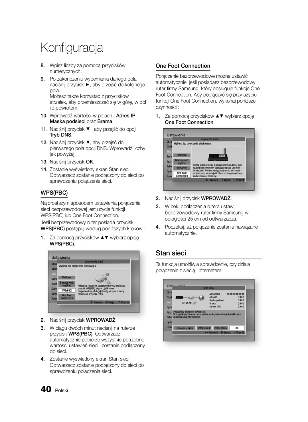 Samsung BD-D5500/ZF, BD-D5500/ZA, BD-D5500/XN, BD-D5500/EN, BD-D5500/XE manual Stan sieci 