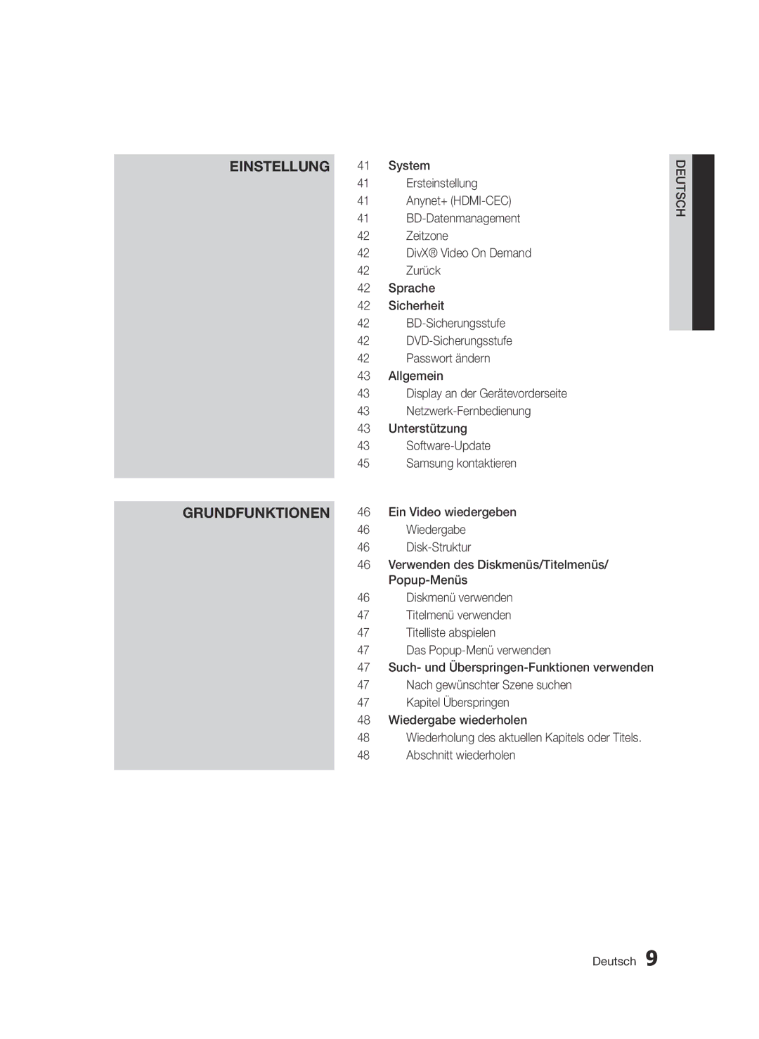 Samsung BD-D5500/XE manual System, Anynet+ HDMI-CEC, BD-Datenmanagement, Zeitzone, DivX Video On Demand, Zurück, Sprache 