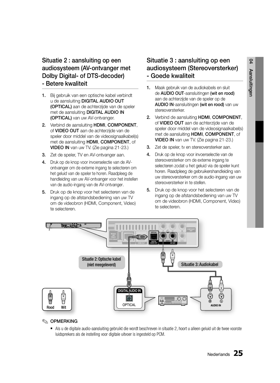 Samsung BD-D5500/ZF, BD-D5500/ZA, BD-D5500/XN manual Betere kwaliteit, Zet de speler, tv en stereoversterker aan, Rood Wit 