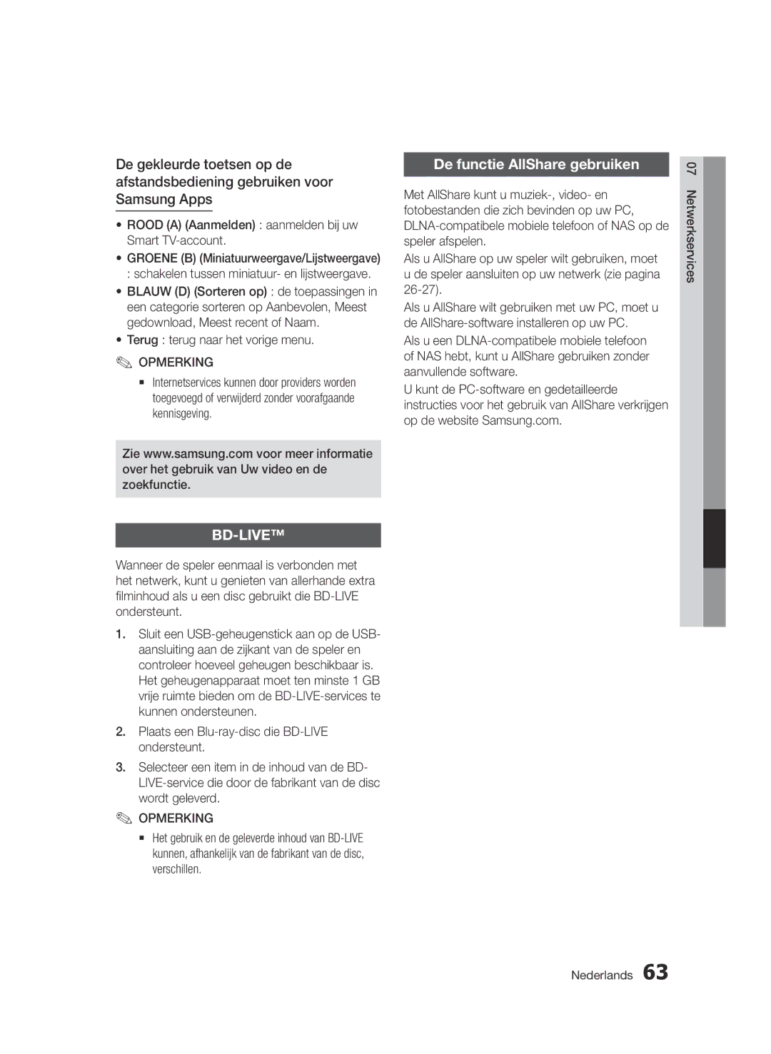 Samsung BD-D5500/XN, BD-D5500/ZA manual De functie AllShare gebruiken, Rood a Aanmelden aanmelden bij uw Smart TV-account 