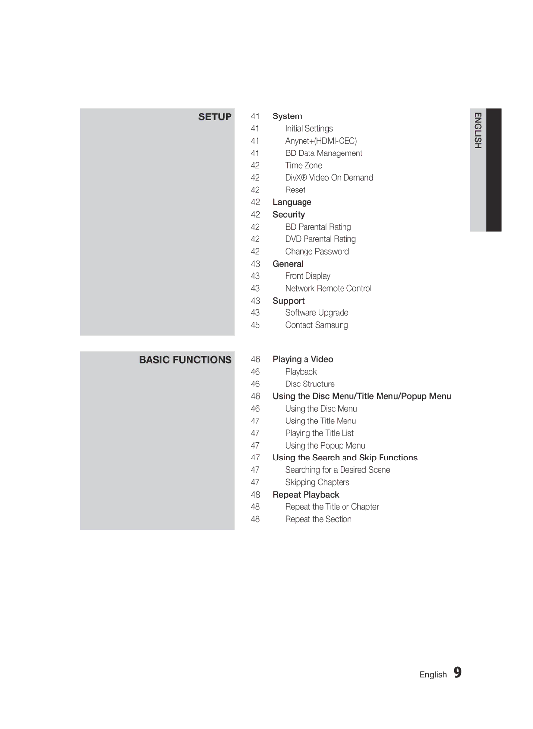 Samsung BD-D5500/XE, BD-D5500/ZA, BD-D5500/XN, BD-D5500/EN, BD-D5500/ZF manual Setup Basic Functions 