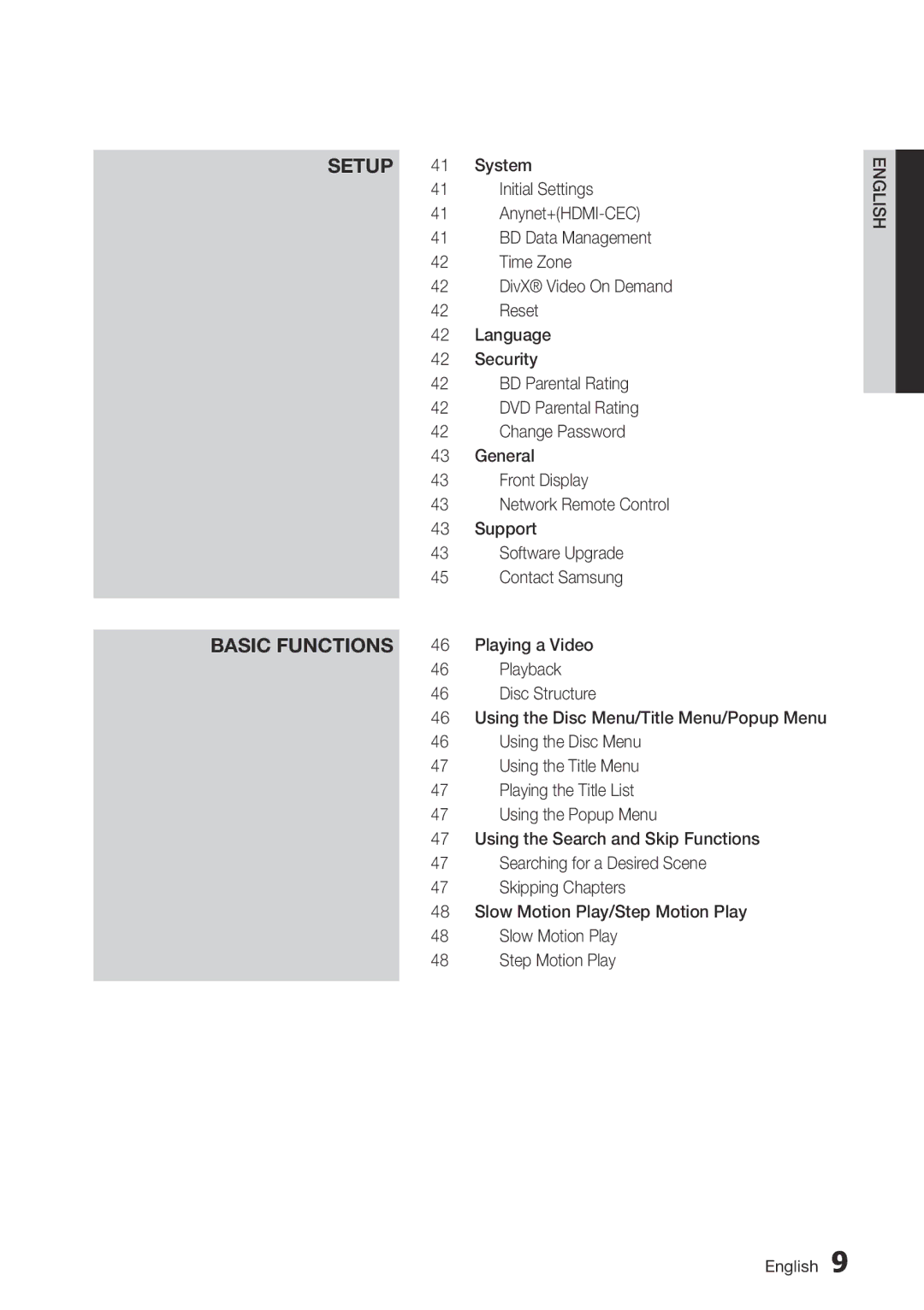 Samsung BD-D5500/XN, BD-D5500/ZA, BD-D5500/EN, BD-D5500/ZF manual Setup Basic Functions 