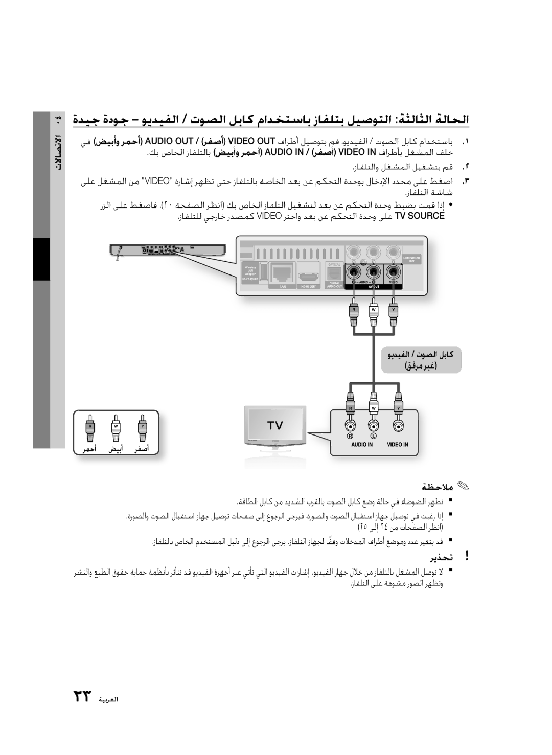 Samsung BD-D5500/SH, BD-D5500/ZN, BD-D5500/XS, BD-D5500/UM manual رمحأ ضيبأ رفصأ 