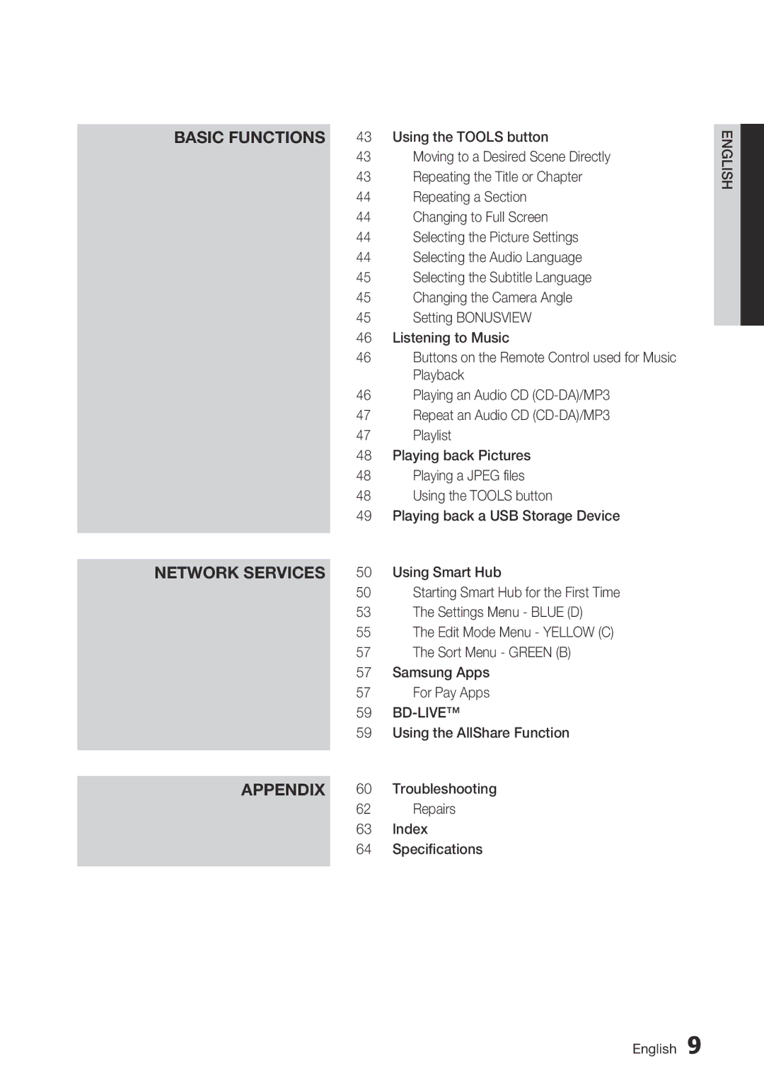 Samsung BD-D5700 Using the Tools button, Moving to a Desired Scene Directly, Repeating the Title or Chapter, Playlist 