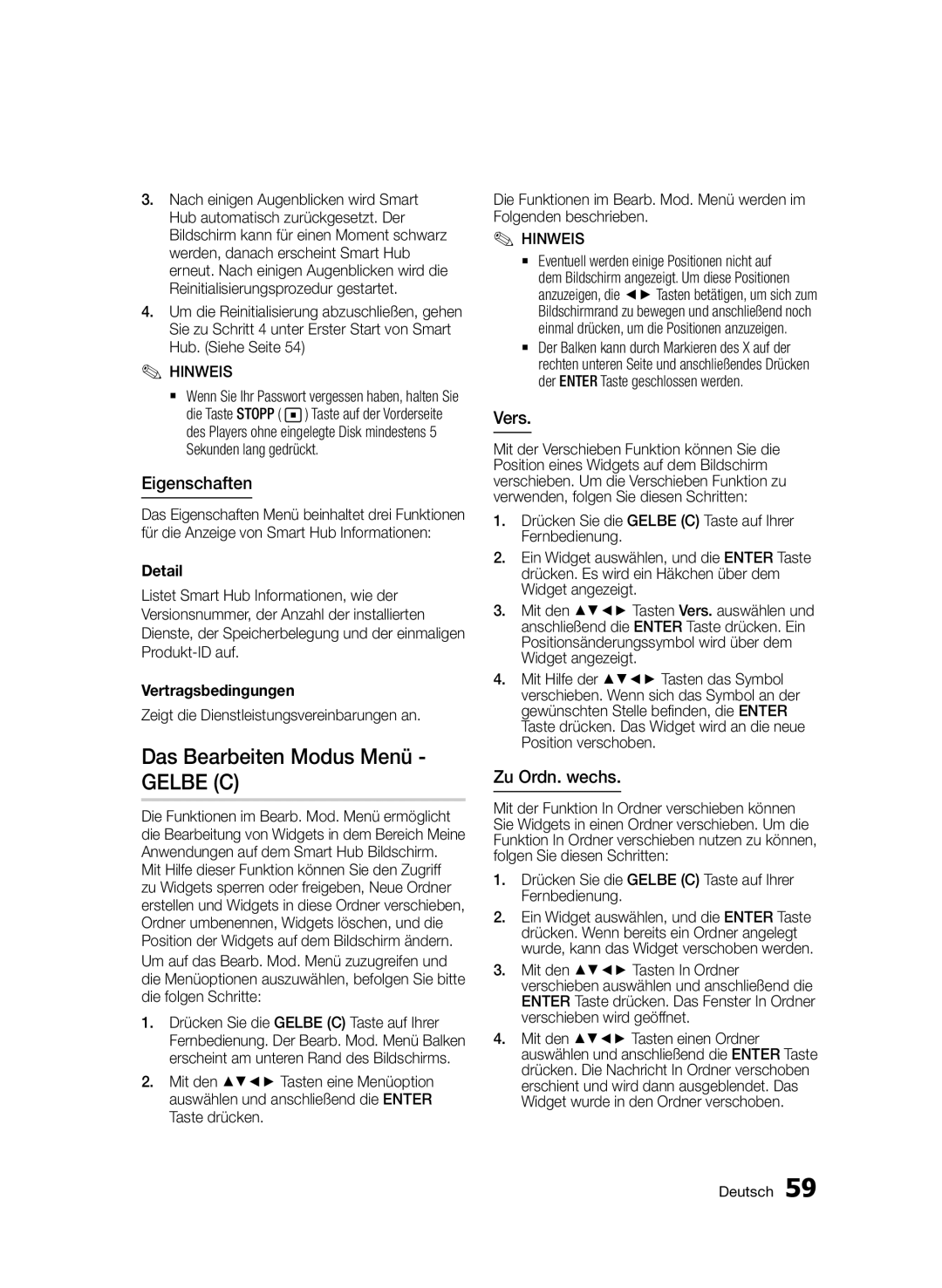 Samsung BD-D5800/ZG manual Das Bearbeiten Modus Menü Gelbe C, Eigenschaften, Vers, Zu Ordn. wechs 