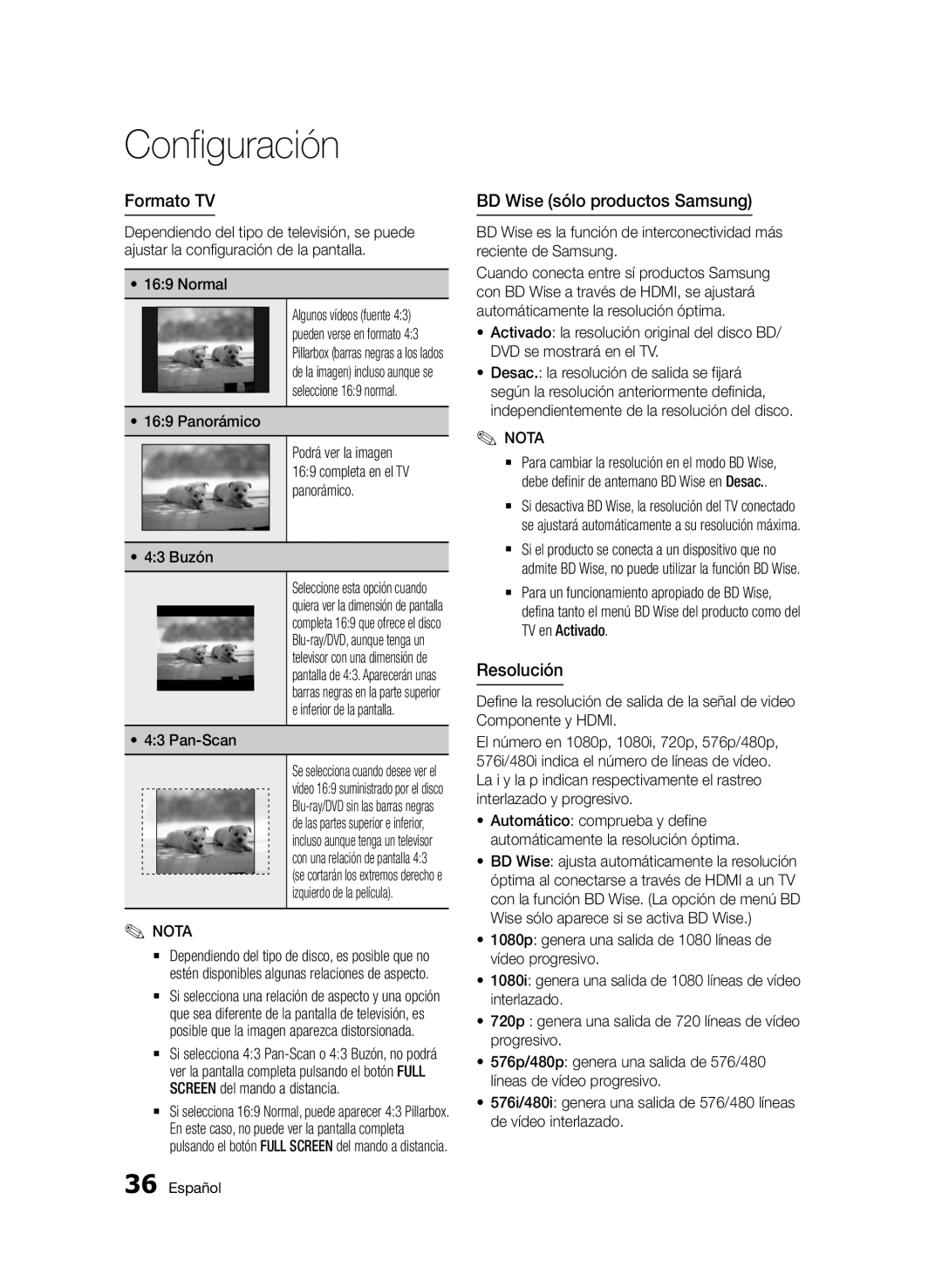 Samsung BD-D5900/ZF manual Formato TV, BD Wise sólo productos Samsung, Resolución 