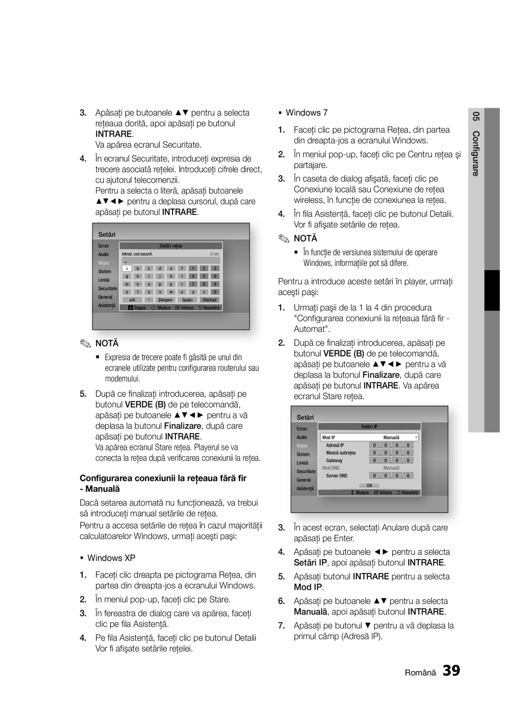 Samsung BD-D6500/EN manual Configurarea conexiunii la reţeaua fără fir Manuală 