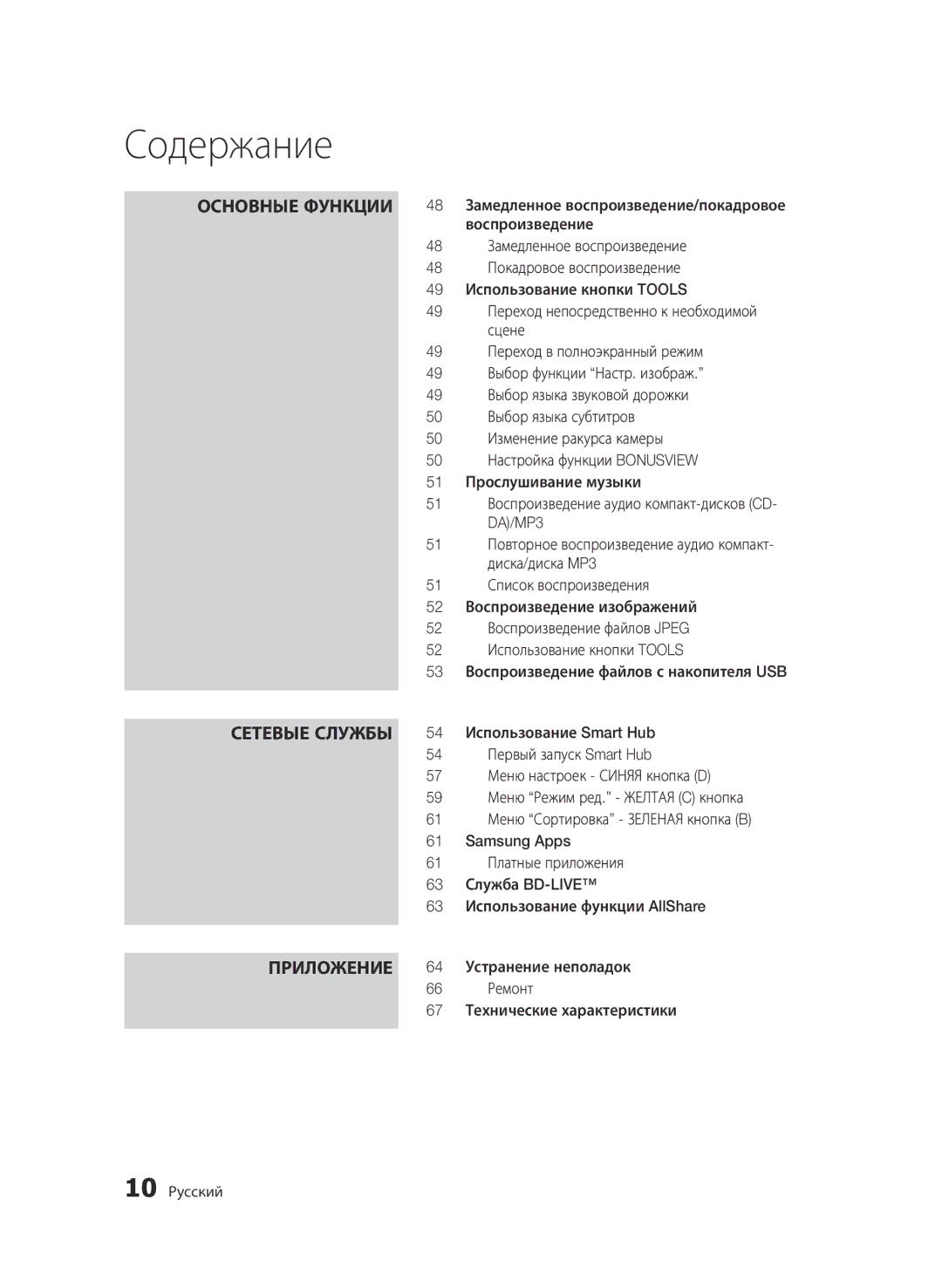 Samsung BD-D6500/RU manual Первый запуск Smart Hub, Samsung Apps, Платные приложения, Служба BD-LIVE, Устранение неполадок 