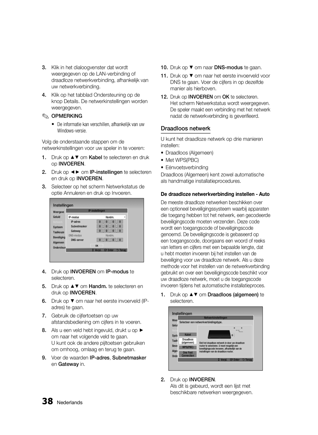 Samsung BD-D6500/XN, BD-D6500/ZA, BD-D6500/EN, BD-D6500/ZF Draadloos netwerk, De draadloze netwerkverbinding instellen Auto 