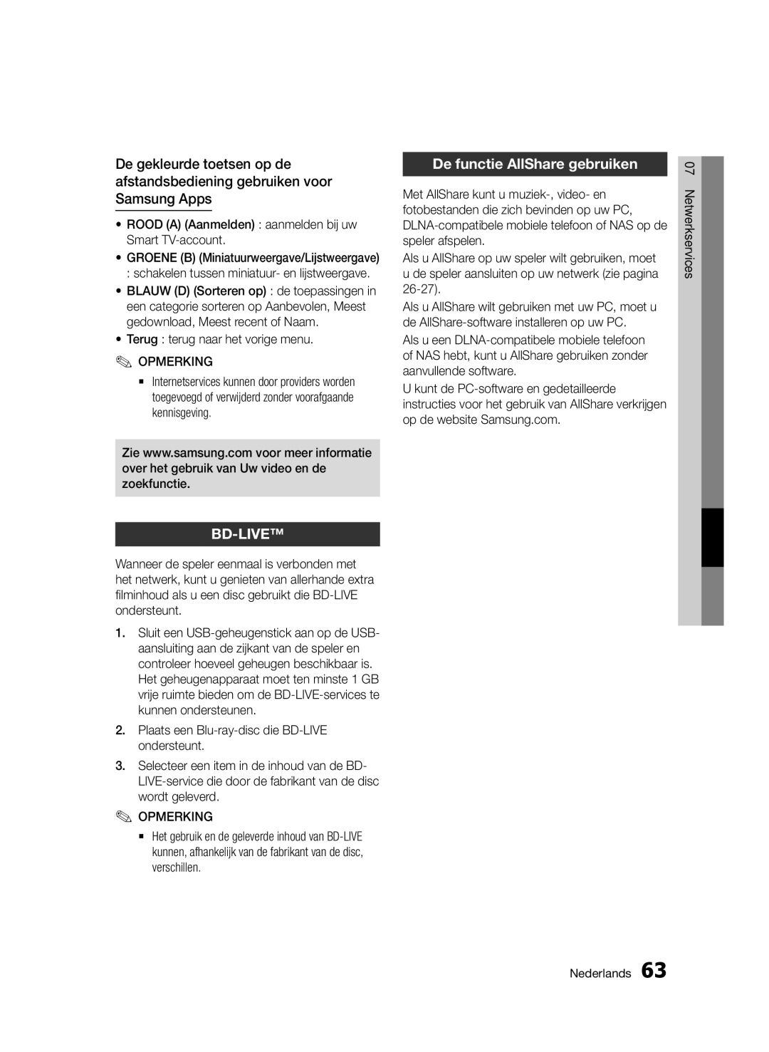 Samsung BD-D6500/XN, BD-D6500/ZA manual De functie AllShare gebruiken, Rood a Aanmelden aanmelden bij uw Smart TV-account 