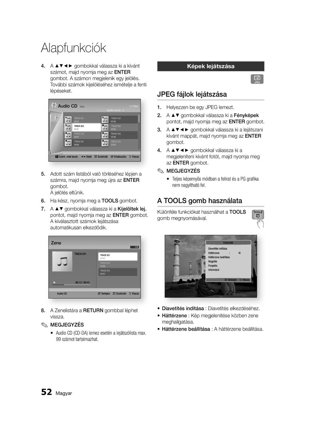 Samsung BD-D6500/EN, BD-D6500/ZA, BD-D6500/XN, BD-D6500/ZF Jpeg fájlok lejátszása, Tools gomb használata, Képek lejátszása 