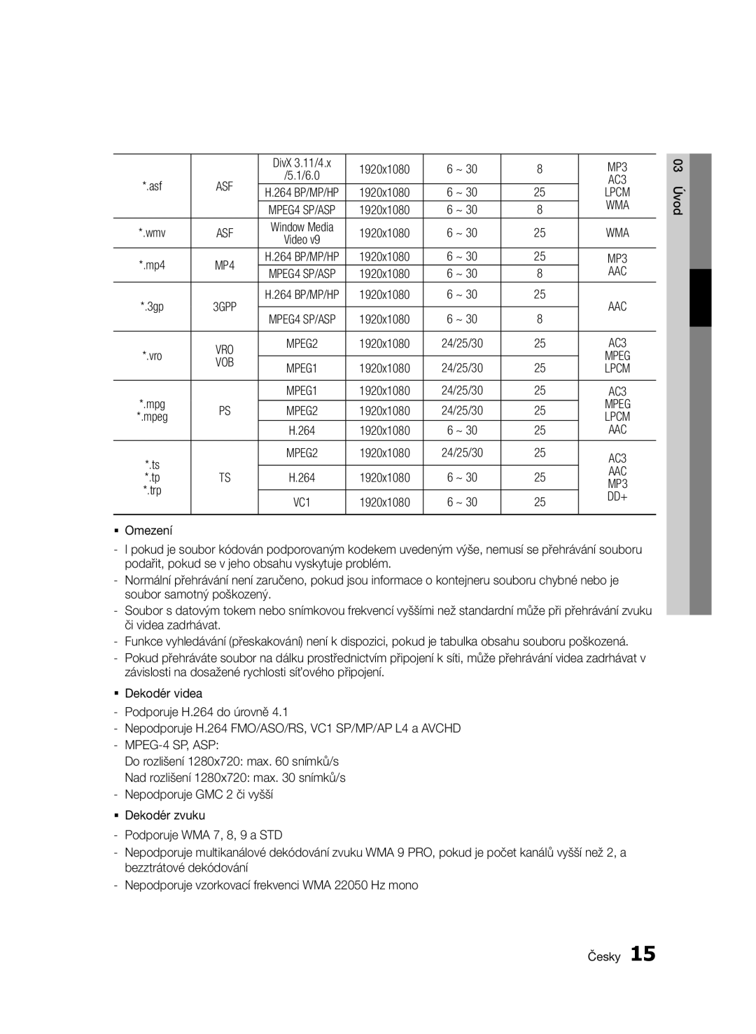 Samsung BD-D6500/EN, BD-D6500/ZA, BD-D6500/XN, BD-D6500/ZF, BD-D6500/XE manual Wma 