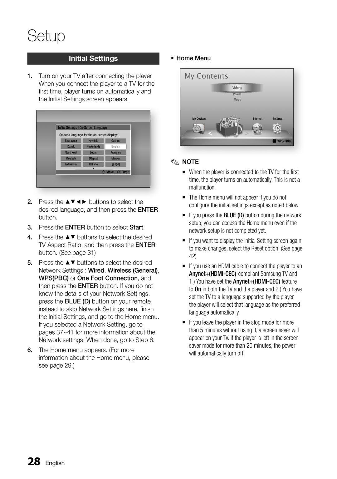 Samsung BD-D6500/ZA user manual Setup, My Contents 