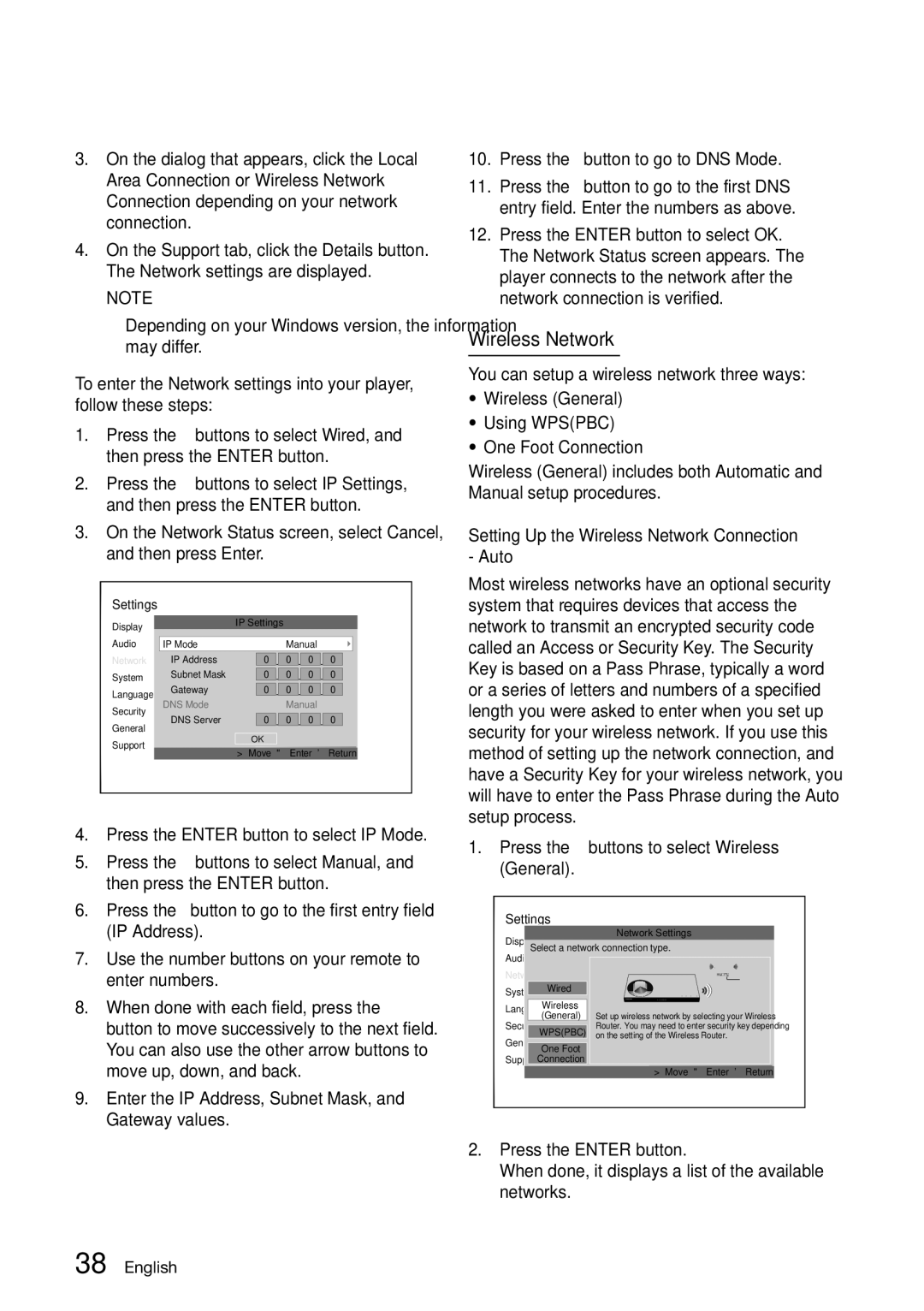 Samsung BD-D6500/ZA user manual Setting Up the Wireless Network Connection Auto 