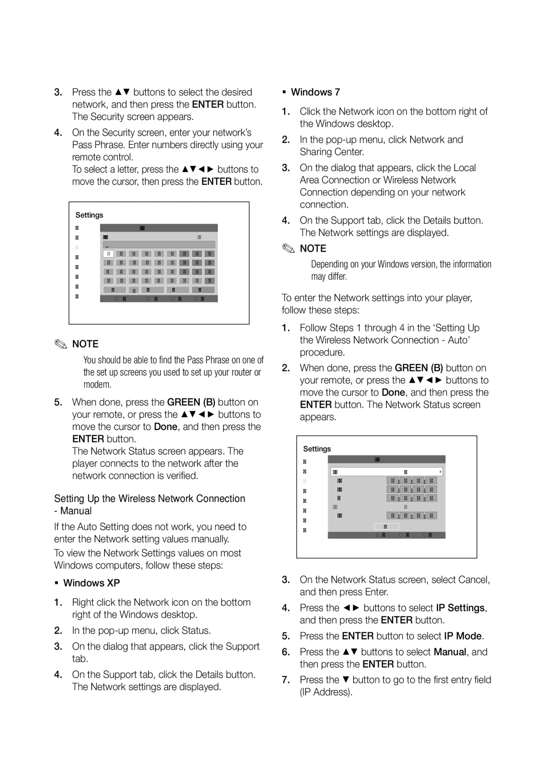 Samsung BD-D6500/ZA user manual Setting Up the Wireless Network Connection Manual 