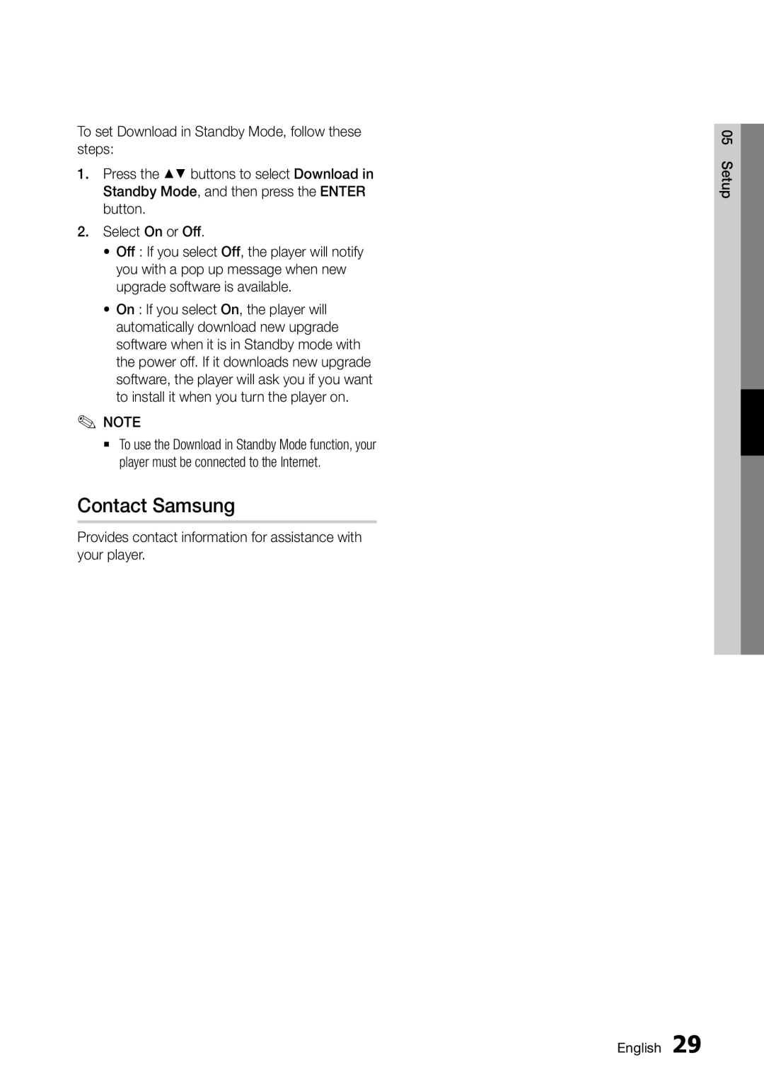 Samsung BD-D6500/ZA user manual Contact Samsung, Provides contact information for assistance with your player 