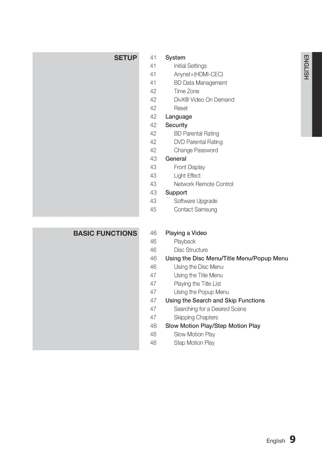 Samsung BD-D6500/ZA user manual Setup Basic Functions 