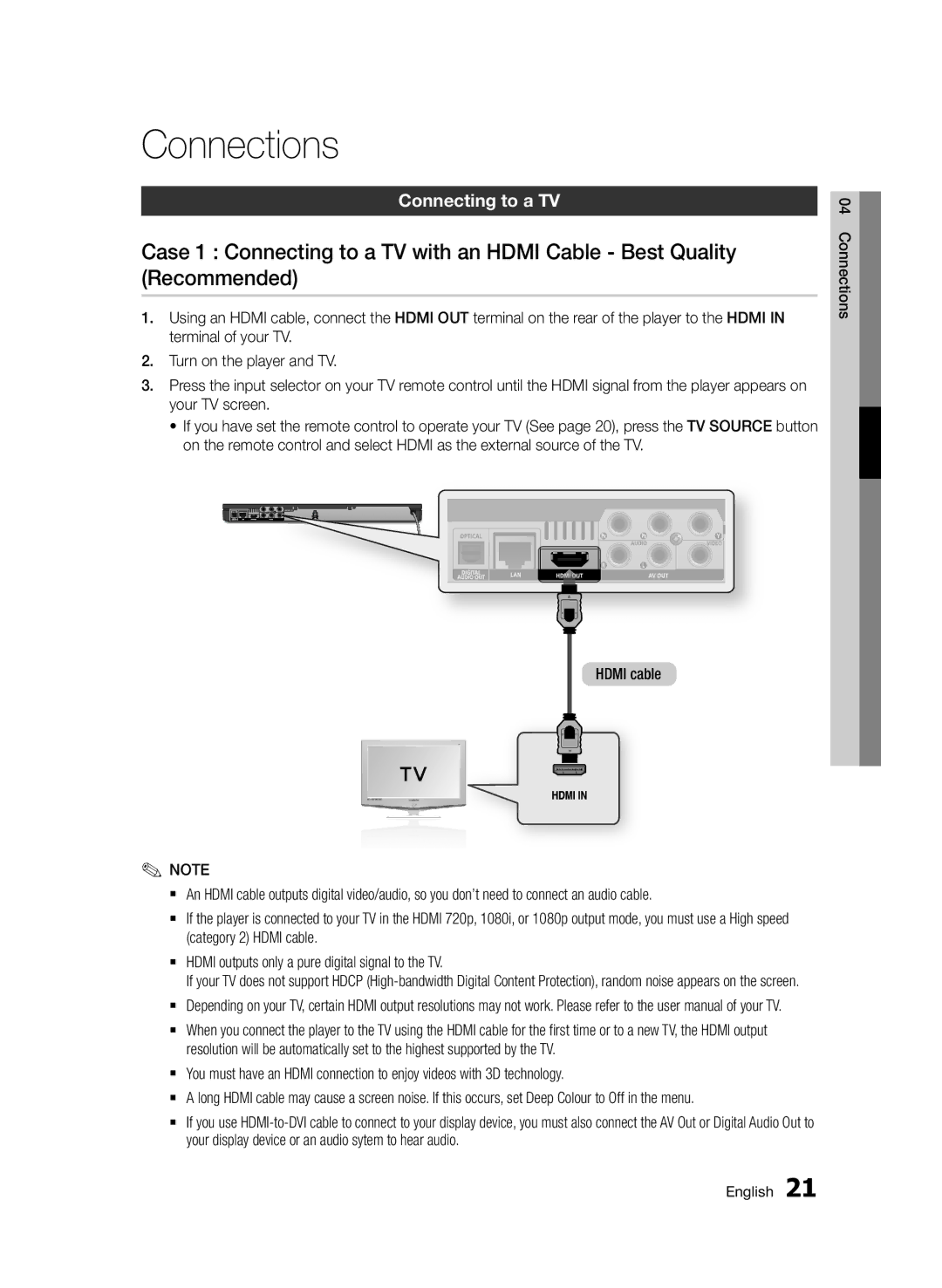 Samsung BD-D6500/ZN, BD-D6500/ZF manual Connections, Connecting to a TV 