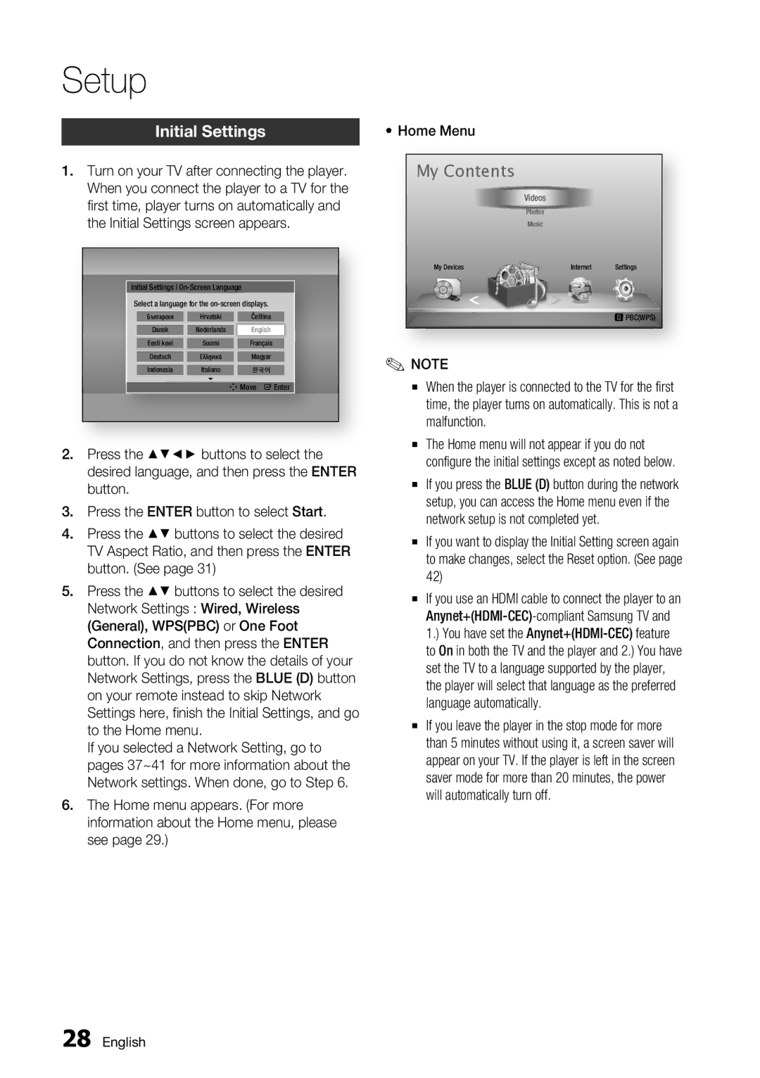 Samsung BD-D6700 user manual Setup, My Contents 