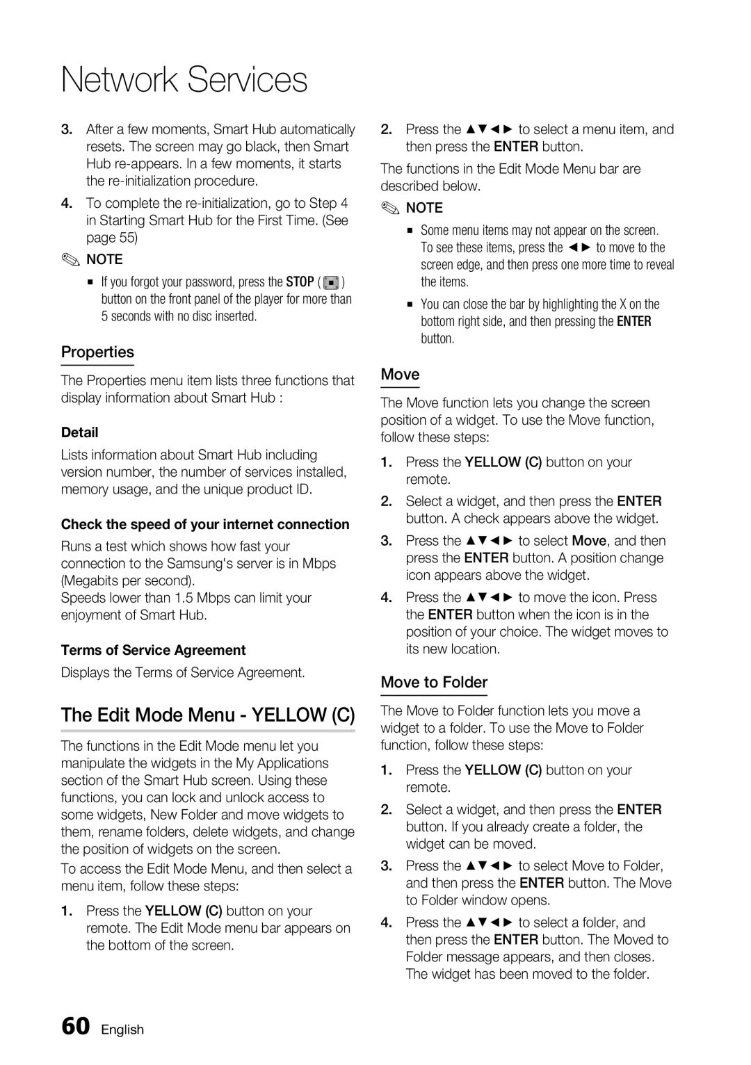 Samsung BD-D6700 user manual Edit Mode Menu Yellow C, Properties, Move to Folder 