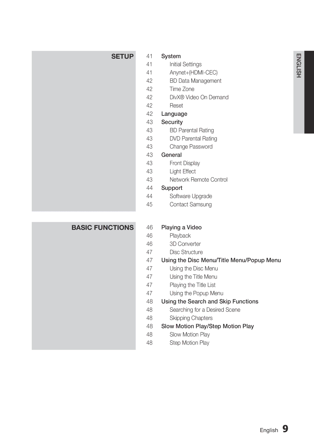 Samsung BD-D6700 user manual Setup Basic Functions 