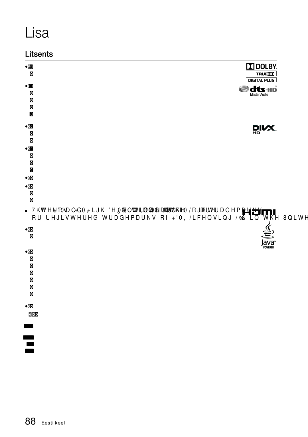 Samsung BD-D6900/EN manual Litsents, Avatud allika litsentsi teavitus 