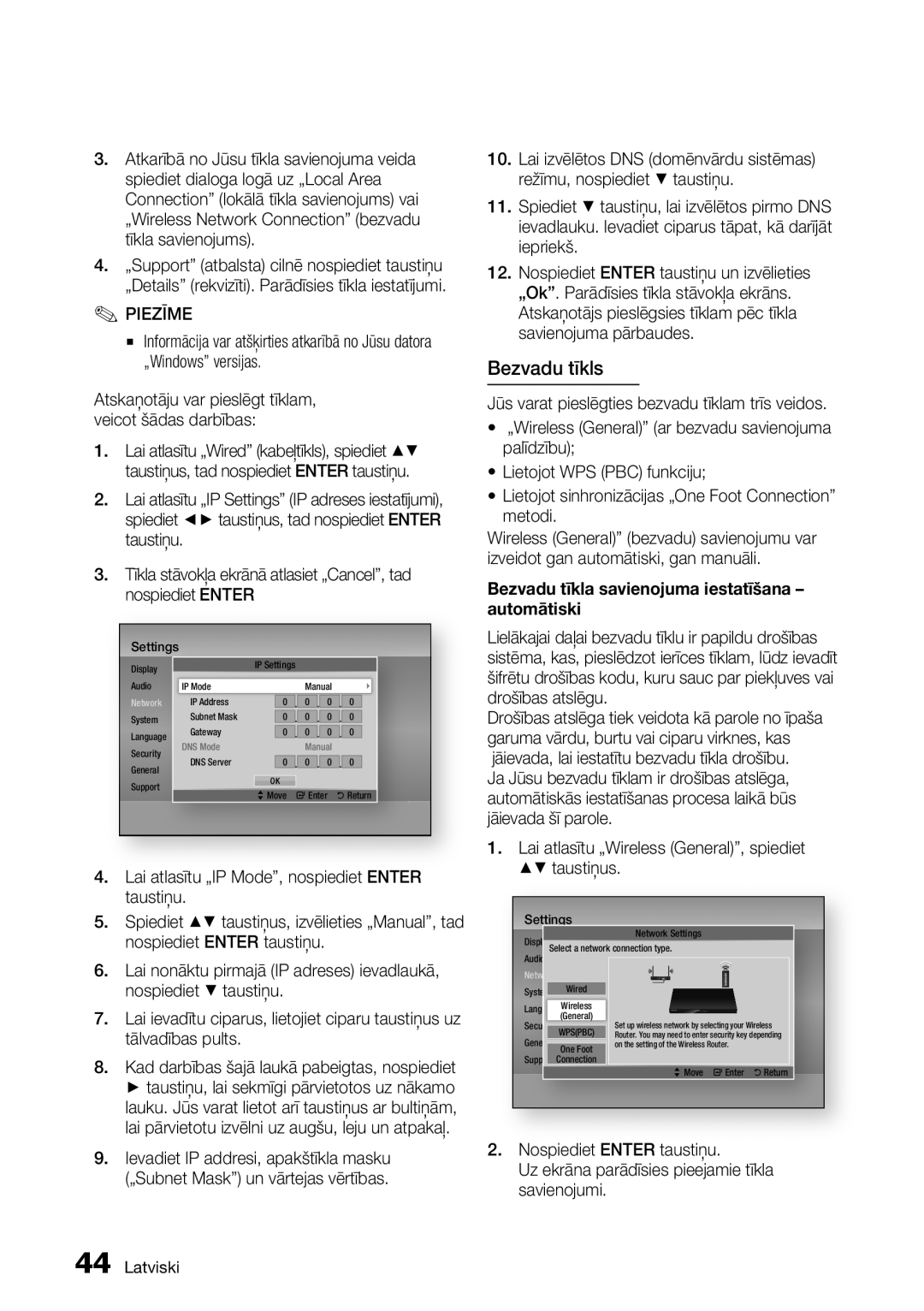 Samsung BD-D6900/EN manual Bezvadu tīkls, Bezvadu tīkla savienojuma iestatīšana automātiski 