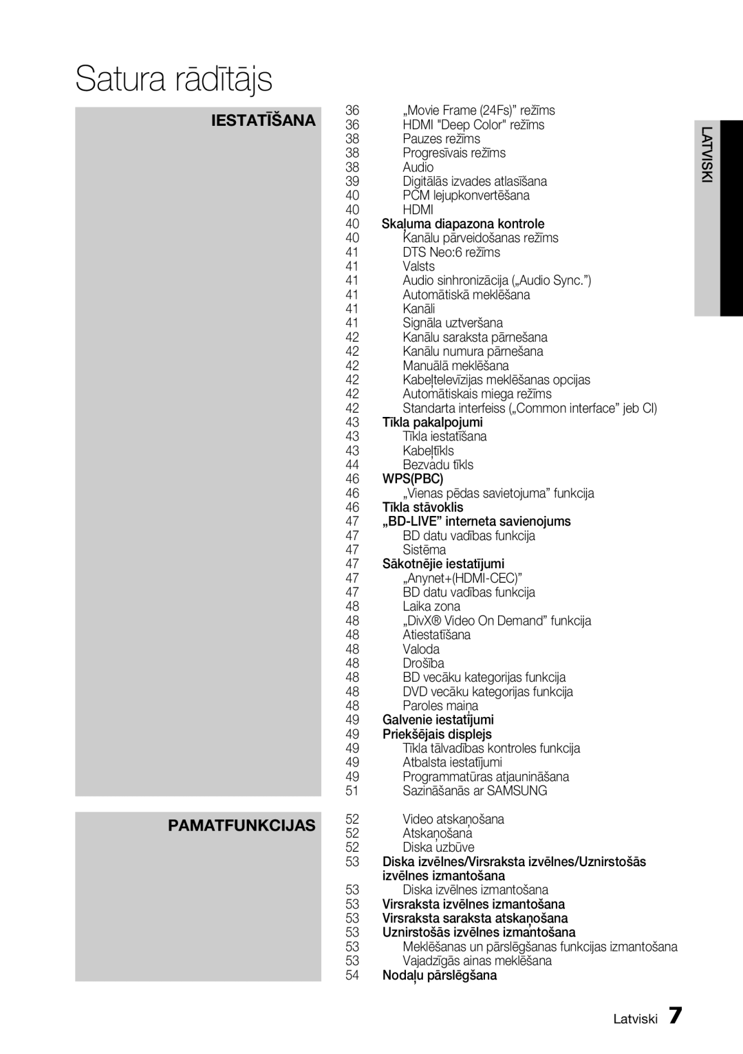 Samsung BD-D6900/EN manual Kabeļtīkls Bezvadu tīkls, Atiestatīšana, Valoda, Drošība, Atbalsta iestatījumi 