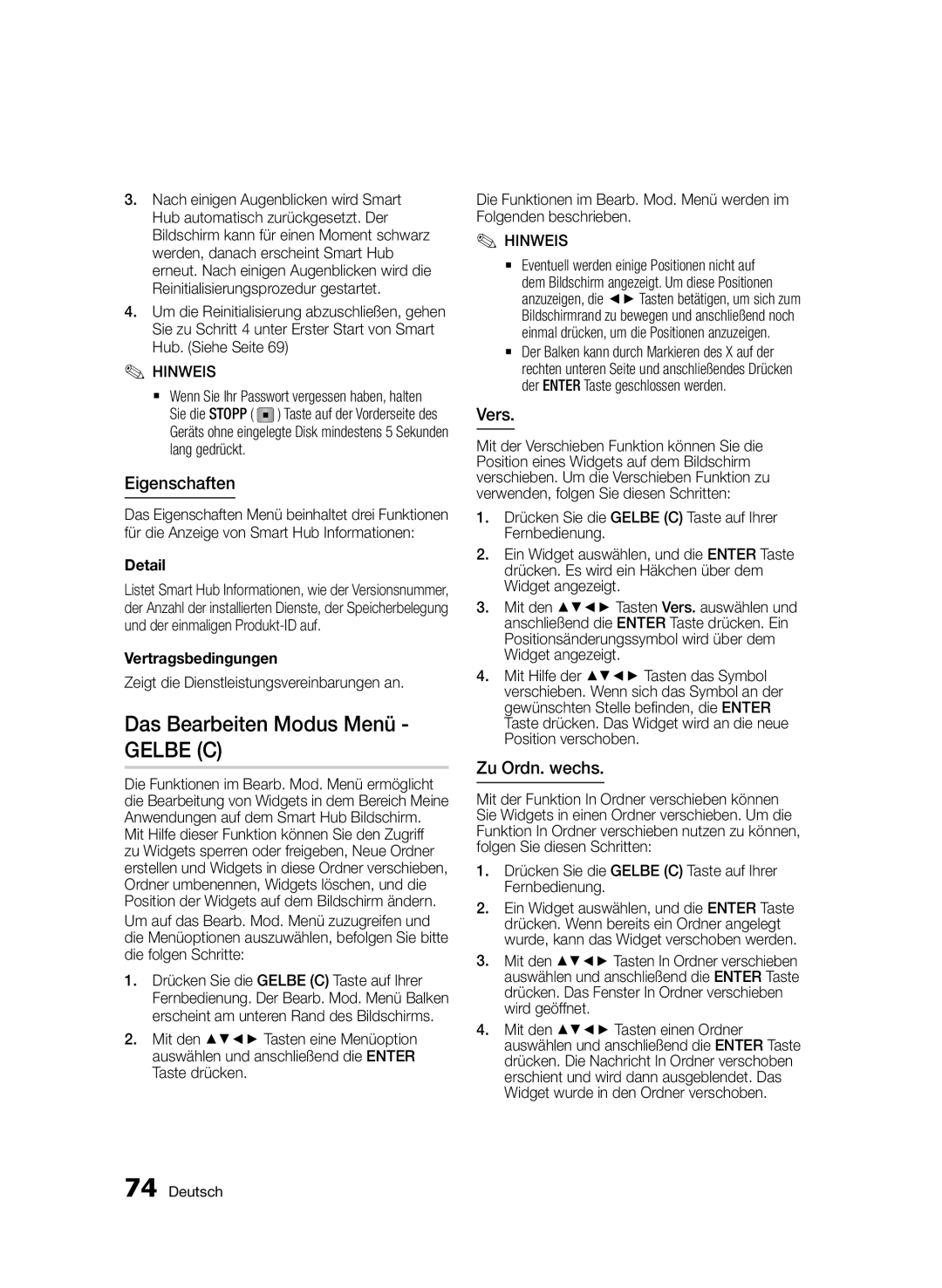 Samsung BD-D6900S/ZG manual Das Bearbeiten Modus Menü Gelbe C, Eigenschaften, Vers, Zu Ordn. wechs 