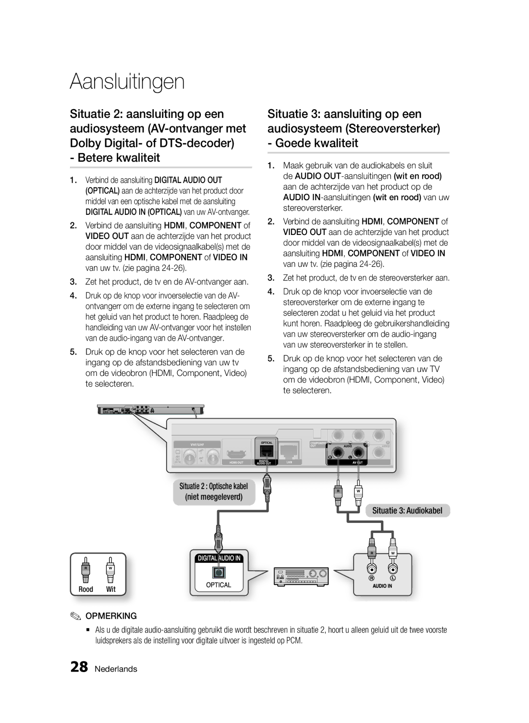 Samsung BD-D6900/XN, BD-D6900/EN, BD-D6900/ZF Betere kwaliteit, Zet het product, de tv en de stereoversterker aan, Rood Wit 