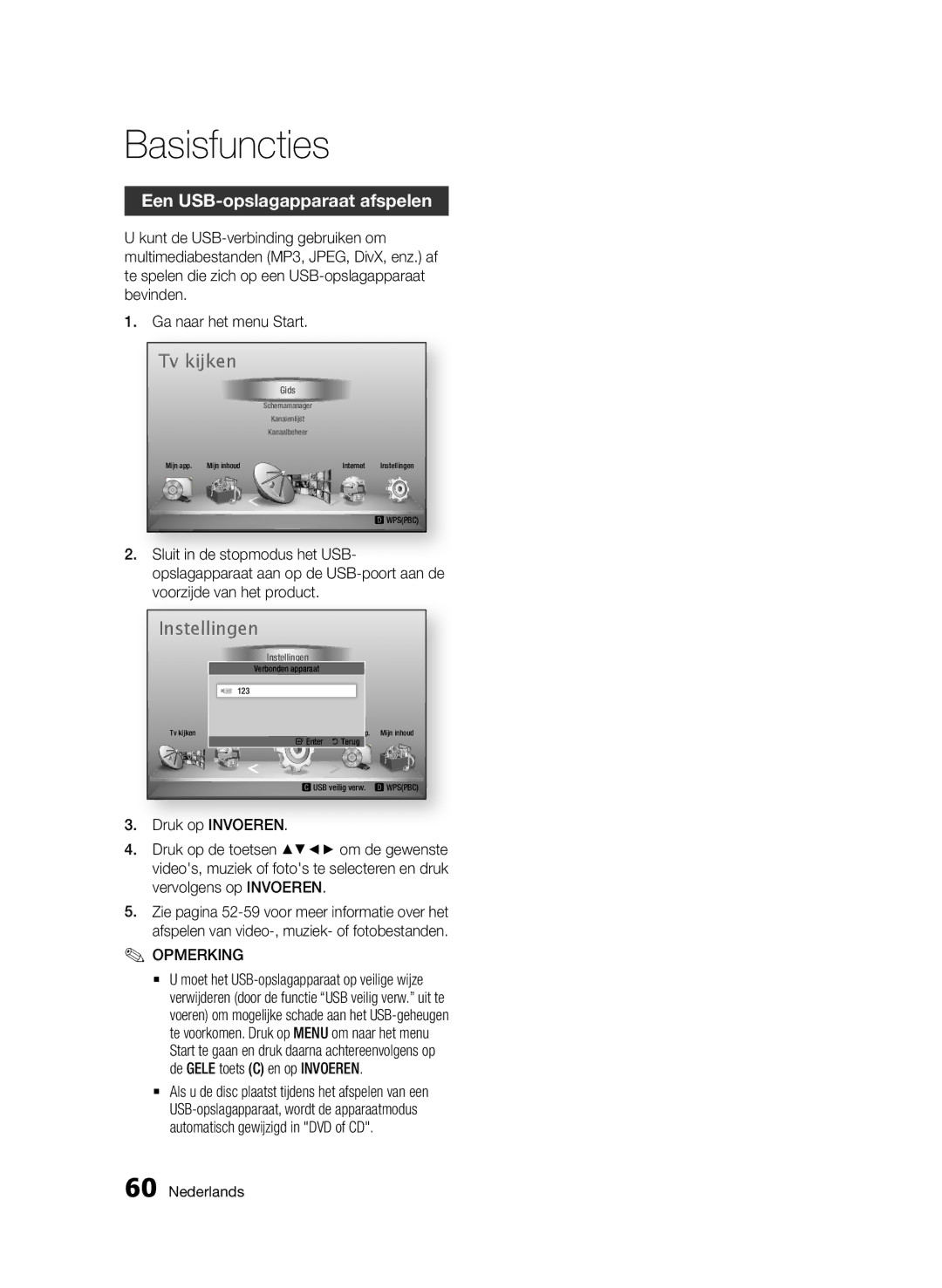 Samsung BD-D6900/ZF, BD-D6900/XN, BD-D6900/EN manual Een USB-opslagapparaat afspelen, Sluit in de stopmodus het USB 