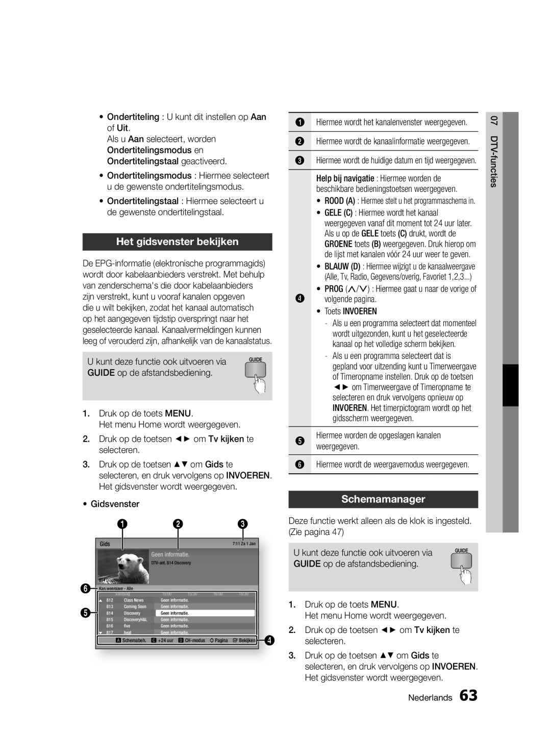 Samsung BD-D6900/ZF, BD-D6900/XN, BD-D6900/EN manual Het gidsvenster bekijken, Schemamanager 