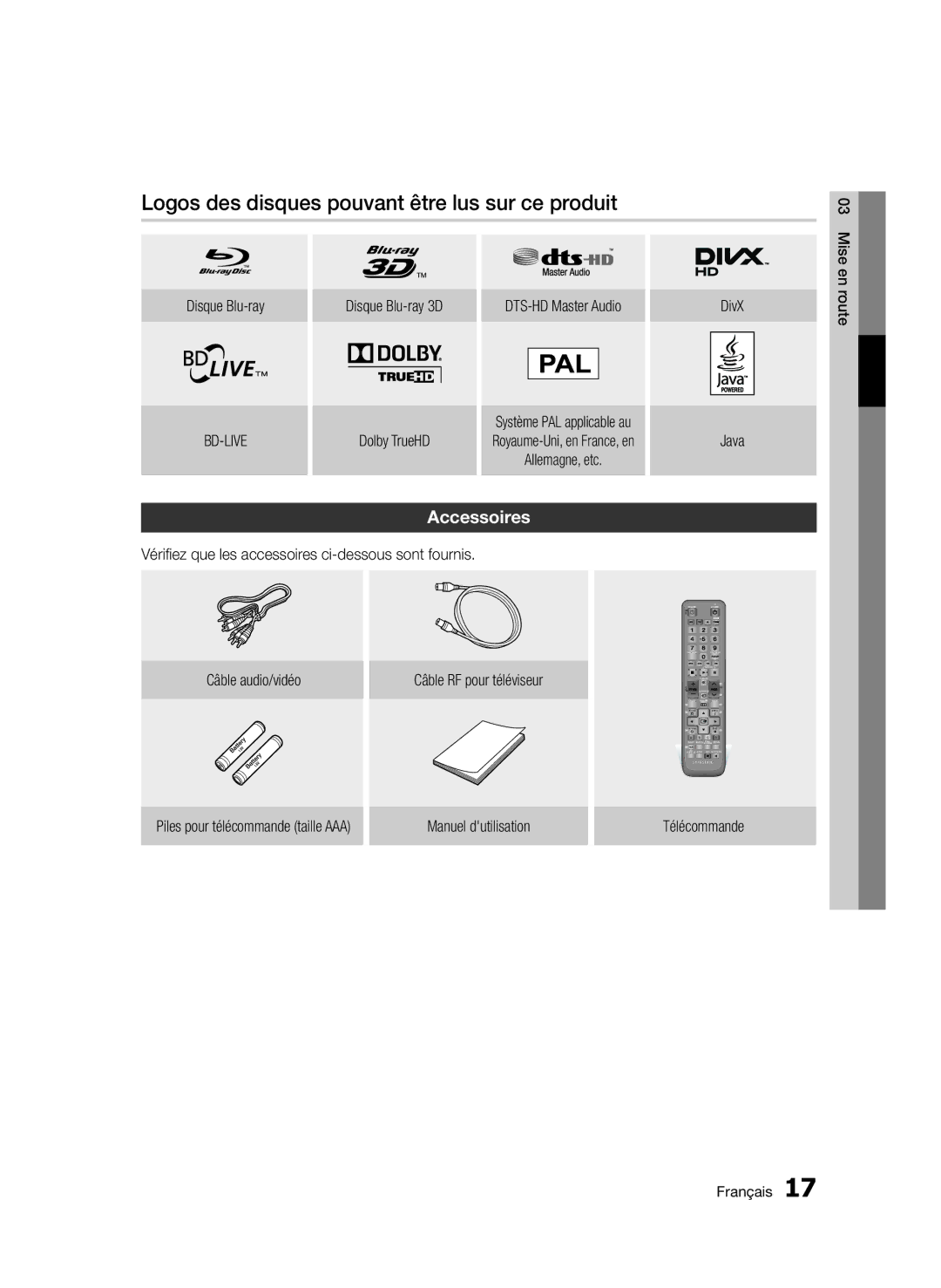 Samsung BD-D6900/ZF manual Logos des disques pouvant être lus sur ce produit, Accessoires 