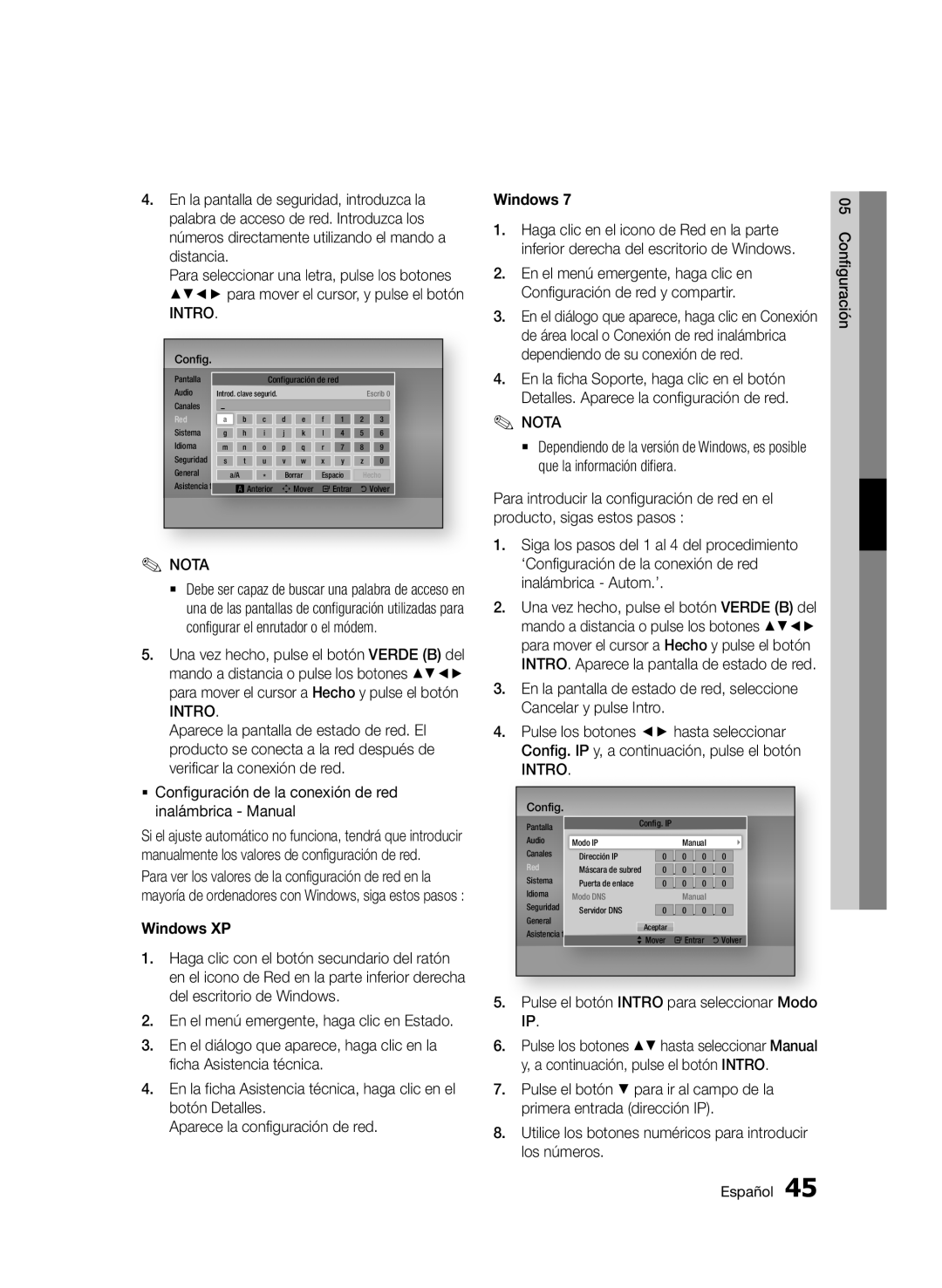 Samsung BD-D6900/ZF ƒƒ Configuración de la conexión de red inalámbrica Manual, Haga clic en el icono de Red en la parte 