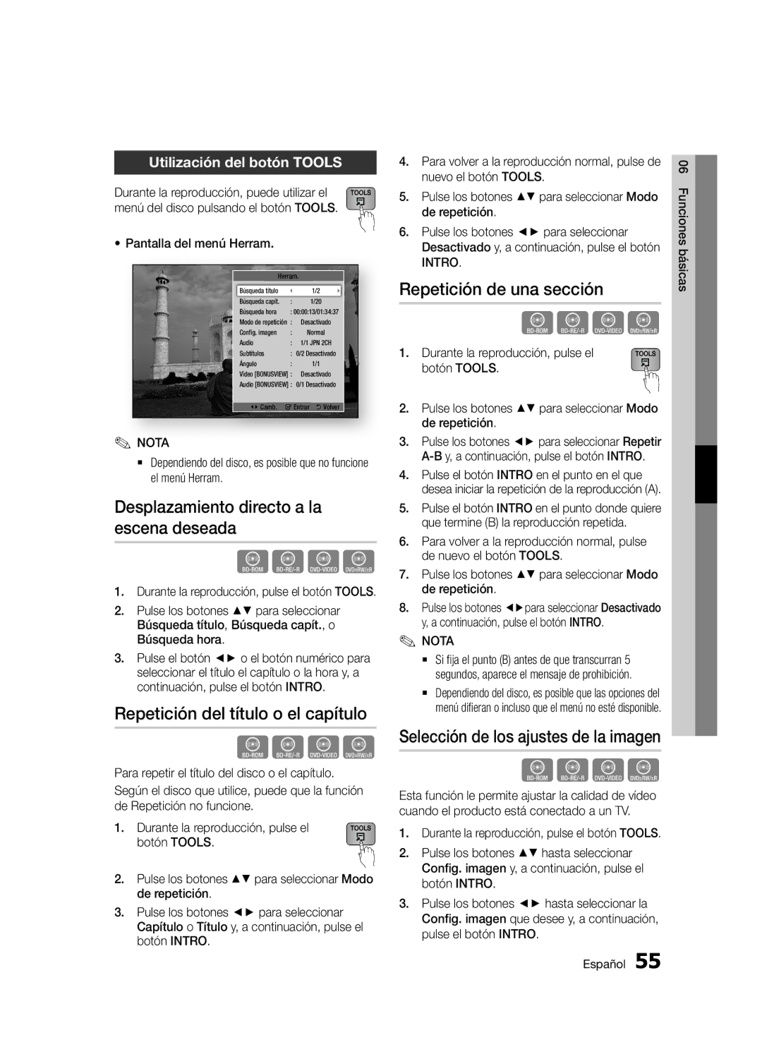 Samsung BD-D6900/ZF manual Desplazamiento directo a la escena deseada, Repetición del título o el capítulo 