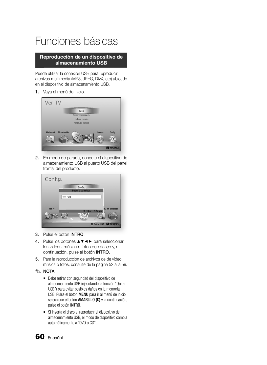 Samsung BD-D6900/ZF Reproducción de un dispositivo de Almacenamiento USB, Vaya al menú de inicio, Frontal del producto 