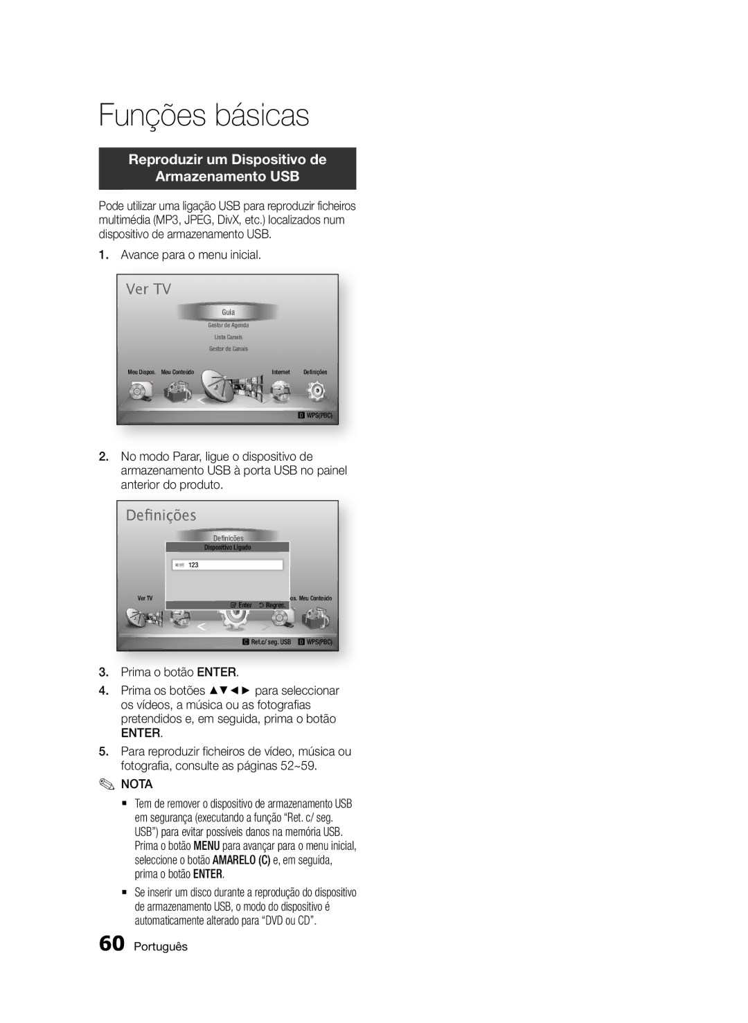 Samsung BD-D6900/ZF manual Reproduzir um Dispositivo de Armazenamento USB 