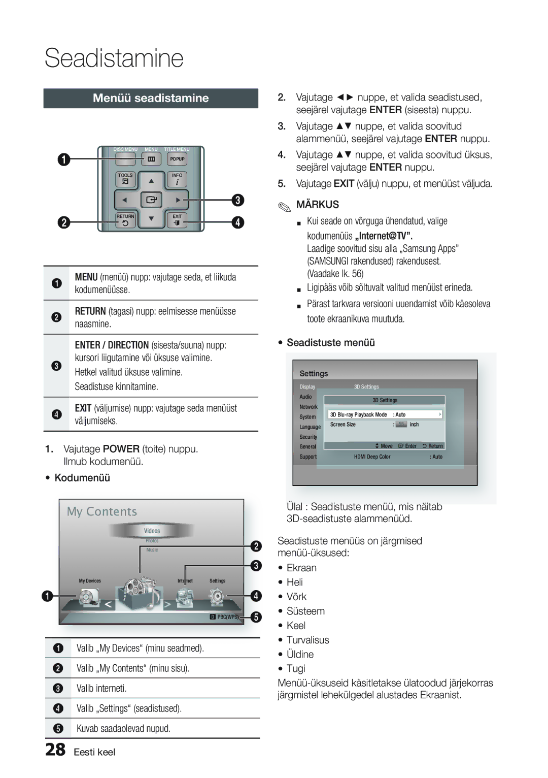 Samsung BD-D7000/EN manual My Contents 