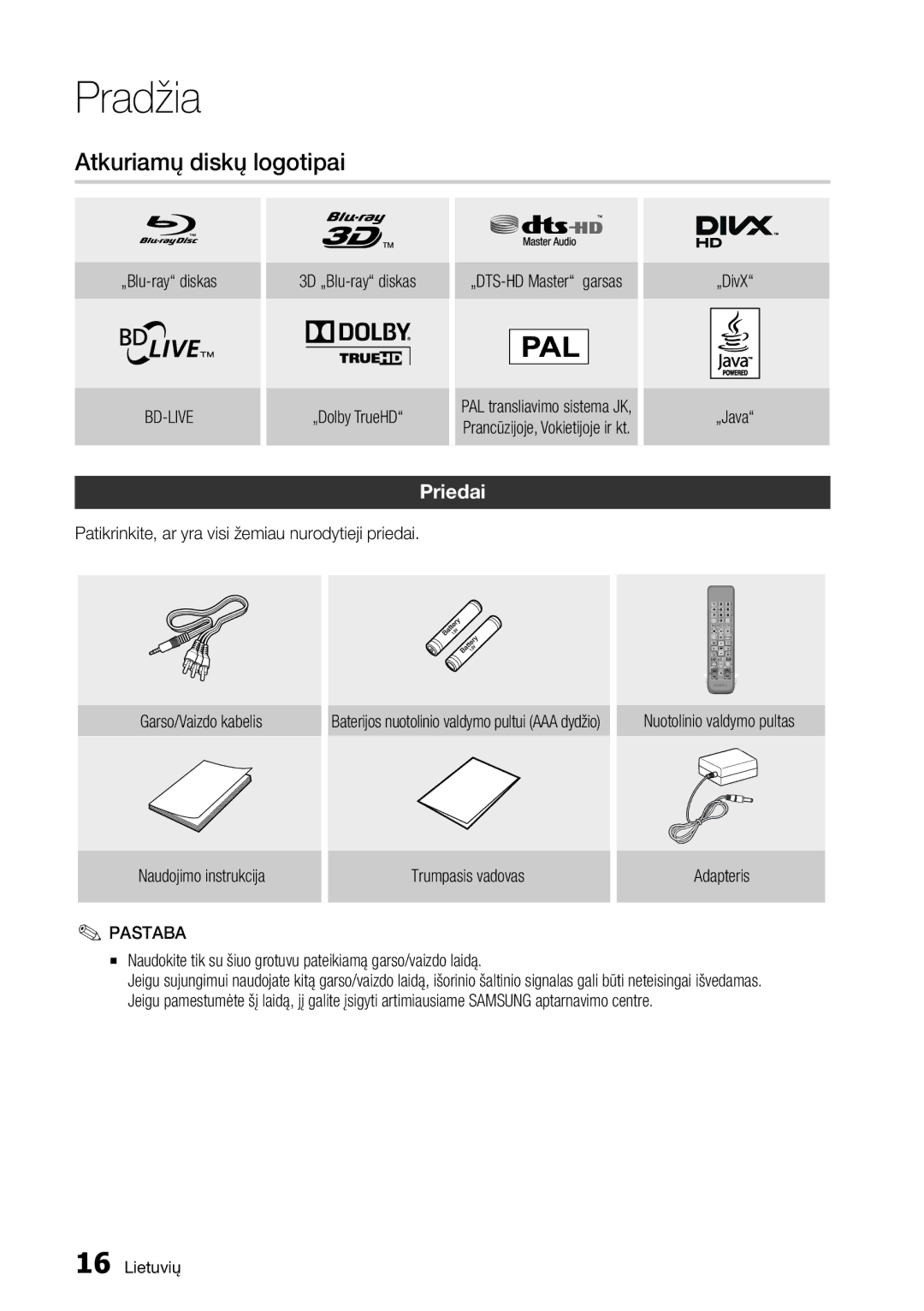 Samsung BD-D7000/EN manual Atkuriamų diskų logotipai, Priedai 