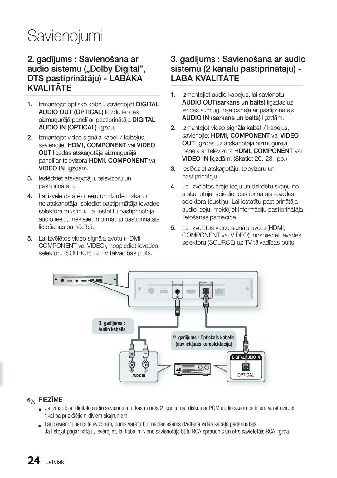 Samsung BD-D7000/EN manual Laba Kvalitāte 