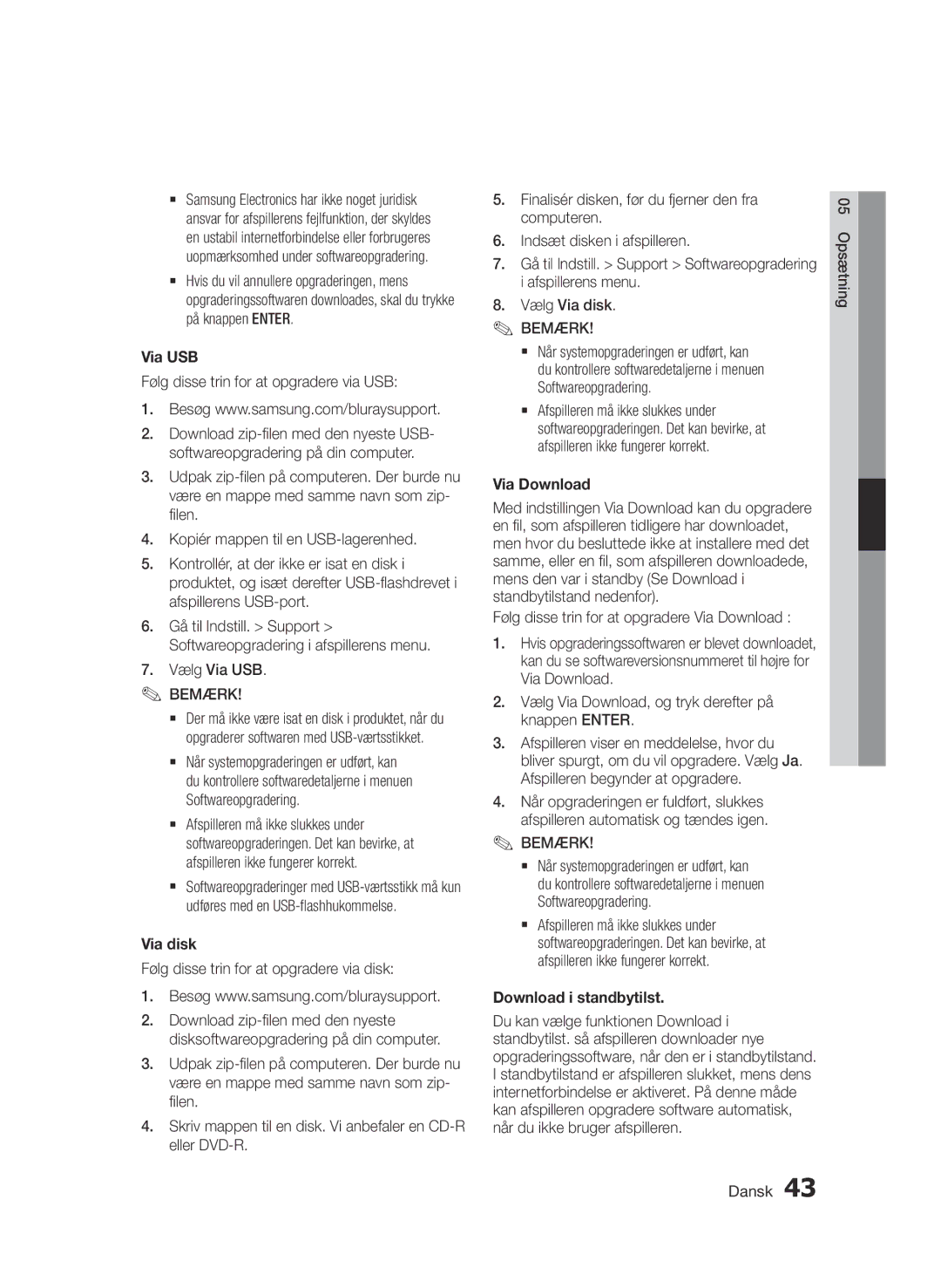 Samsung BD-D7000/XE manual Via disk, Via Download, Download i standbytilst 